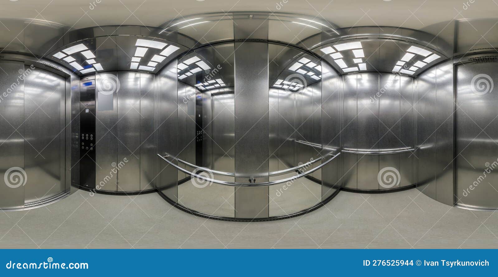 360 Hdri Panorama Inside Interior of Metal Service Elevator Lift Room
