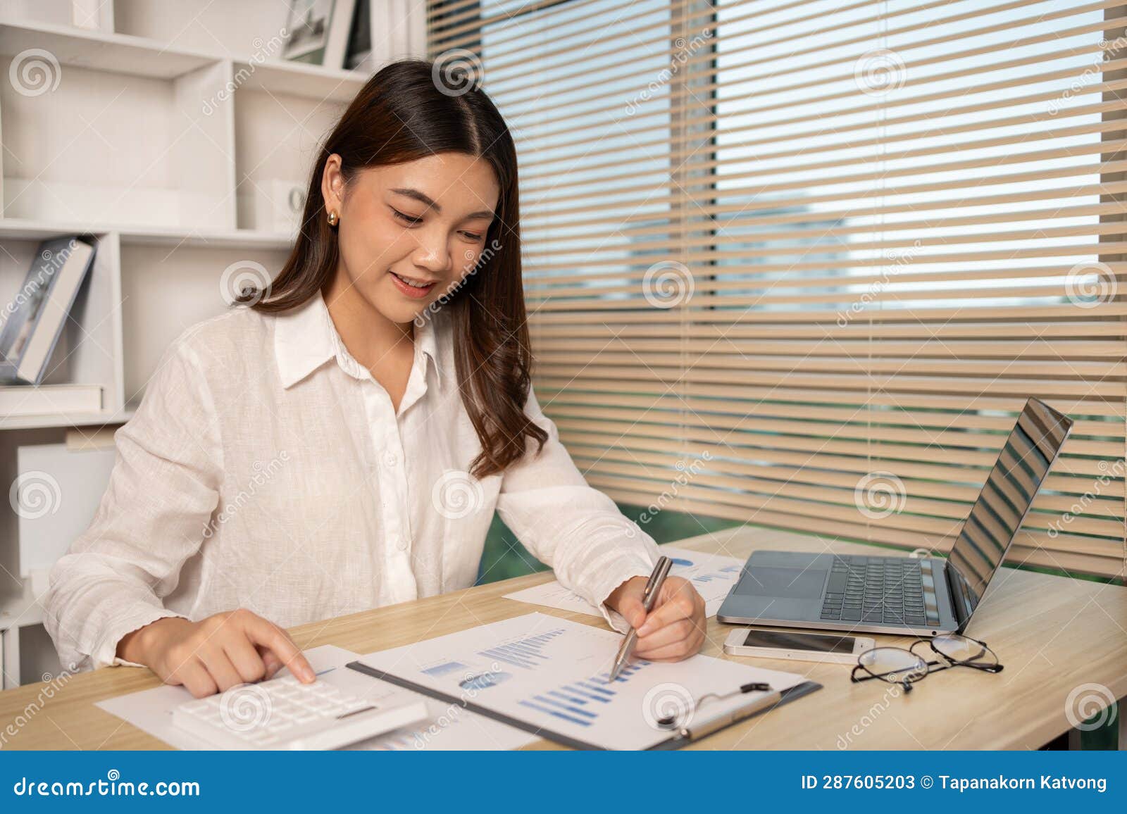 Head of Accounting is Recording the Company S Financial Growth Statistics Using Graphs As a