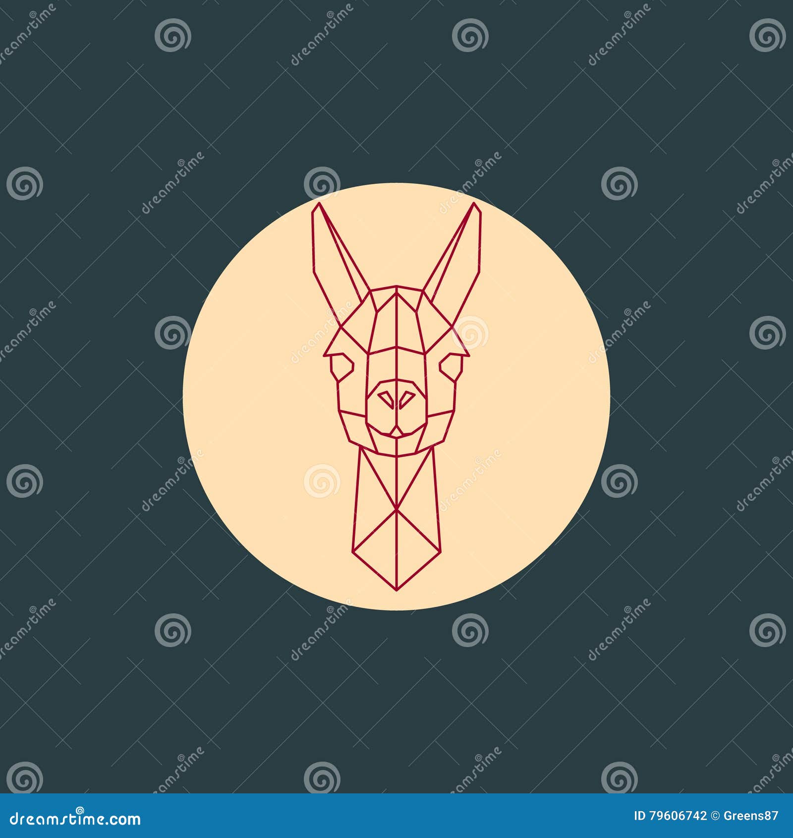 Vector sign abstract head of American Lama.