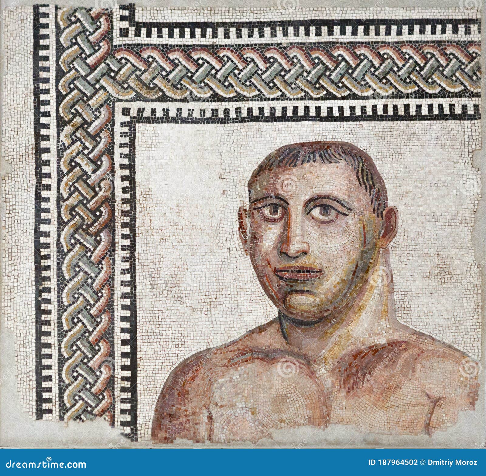 Head of Boxer Ancient Mosaic in Baths of Diocletian Thermae Head of Boxer Ancient Mosaic in Baths of Diocletian Thermae