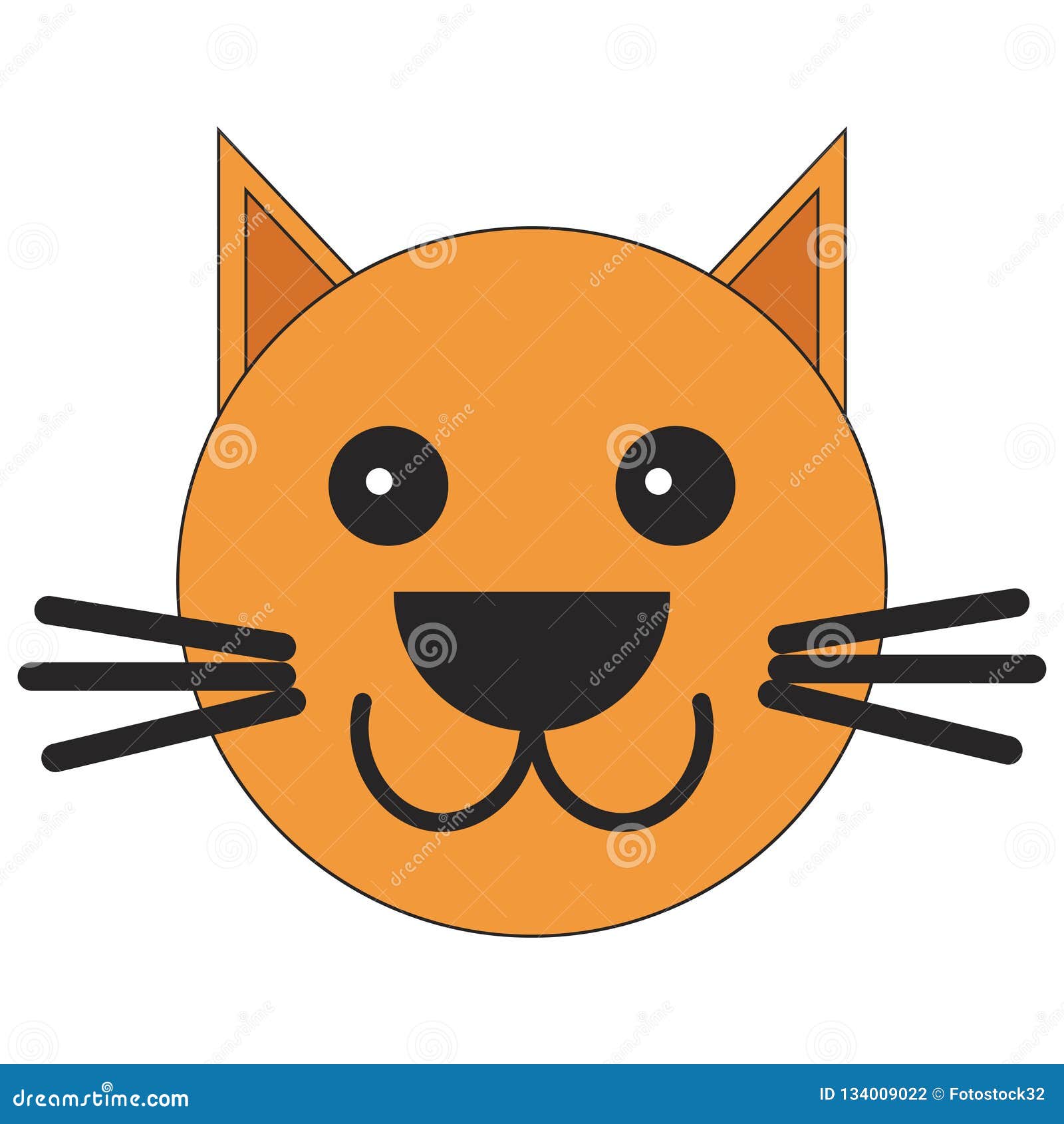 Head of a Cat in Cartoon Style Stock Vector - Illustration of happy