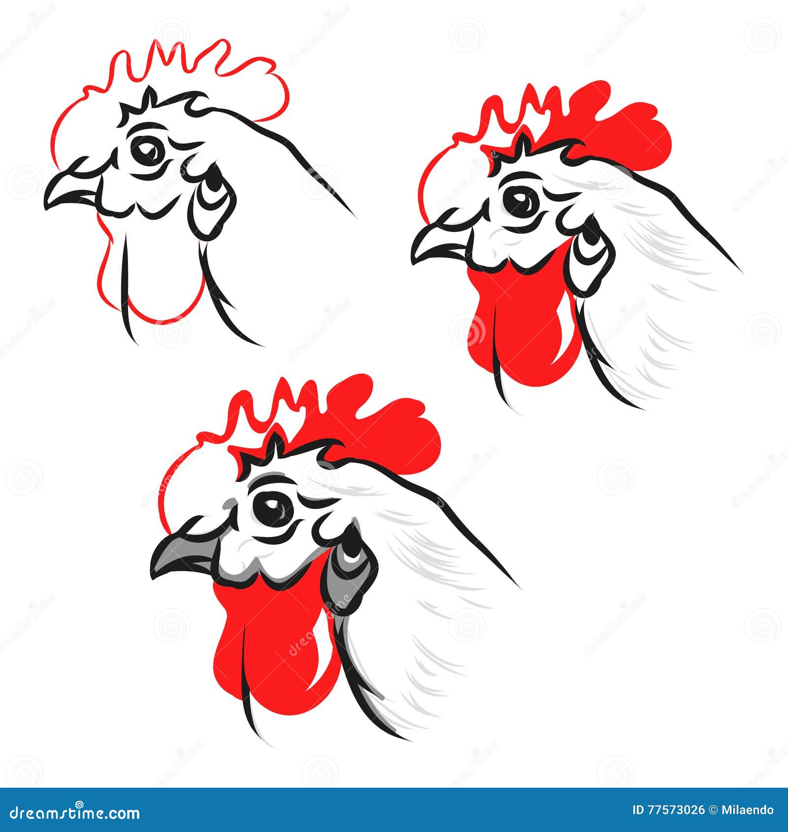 Head chicken set stock vector. Illustration of logo, farm - 77573026