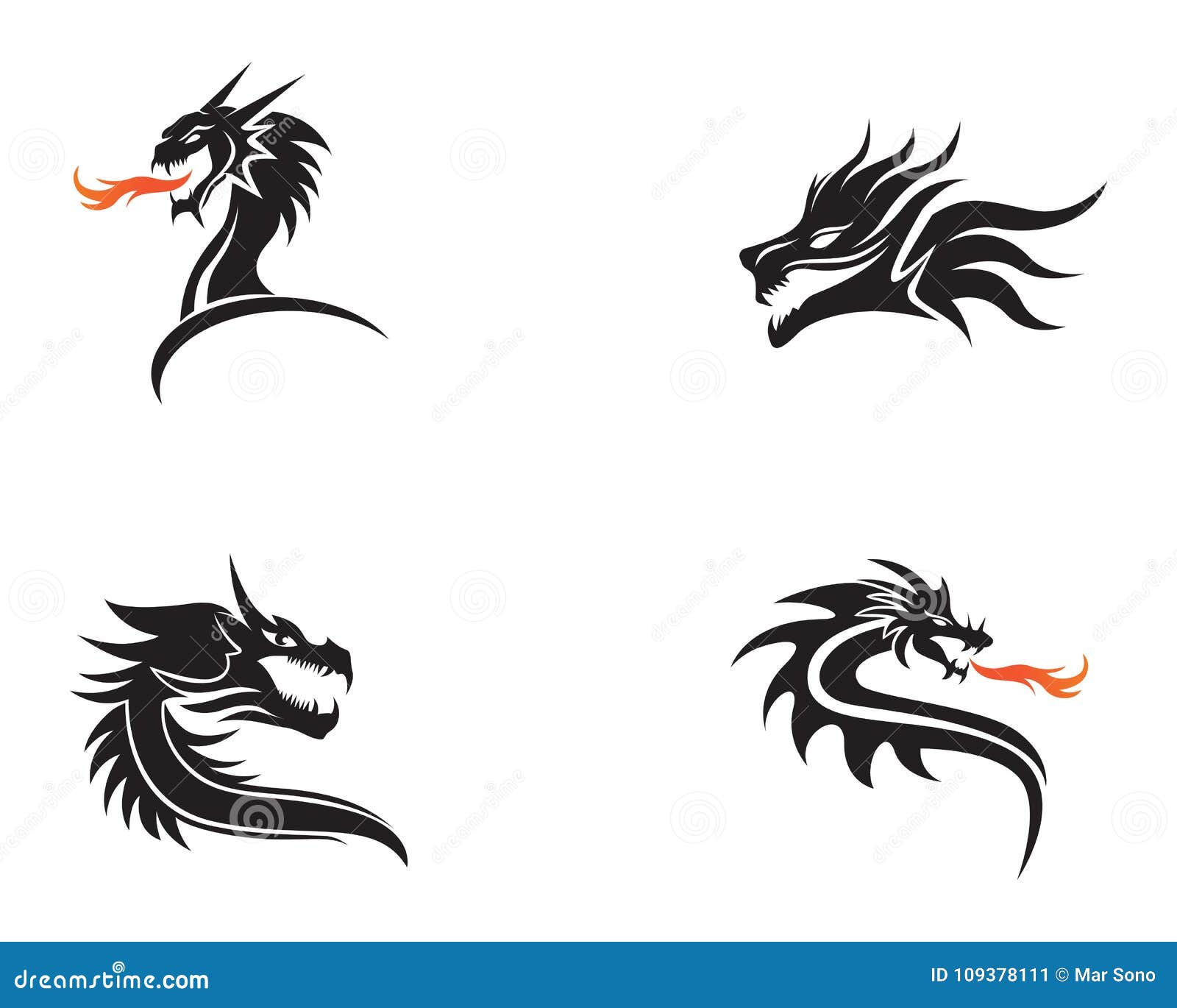 Head Dragon Flat Color Logo Template Vector Illustration Stock Vector ...