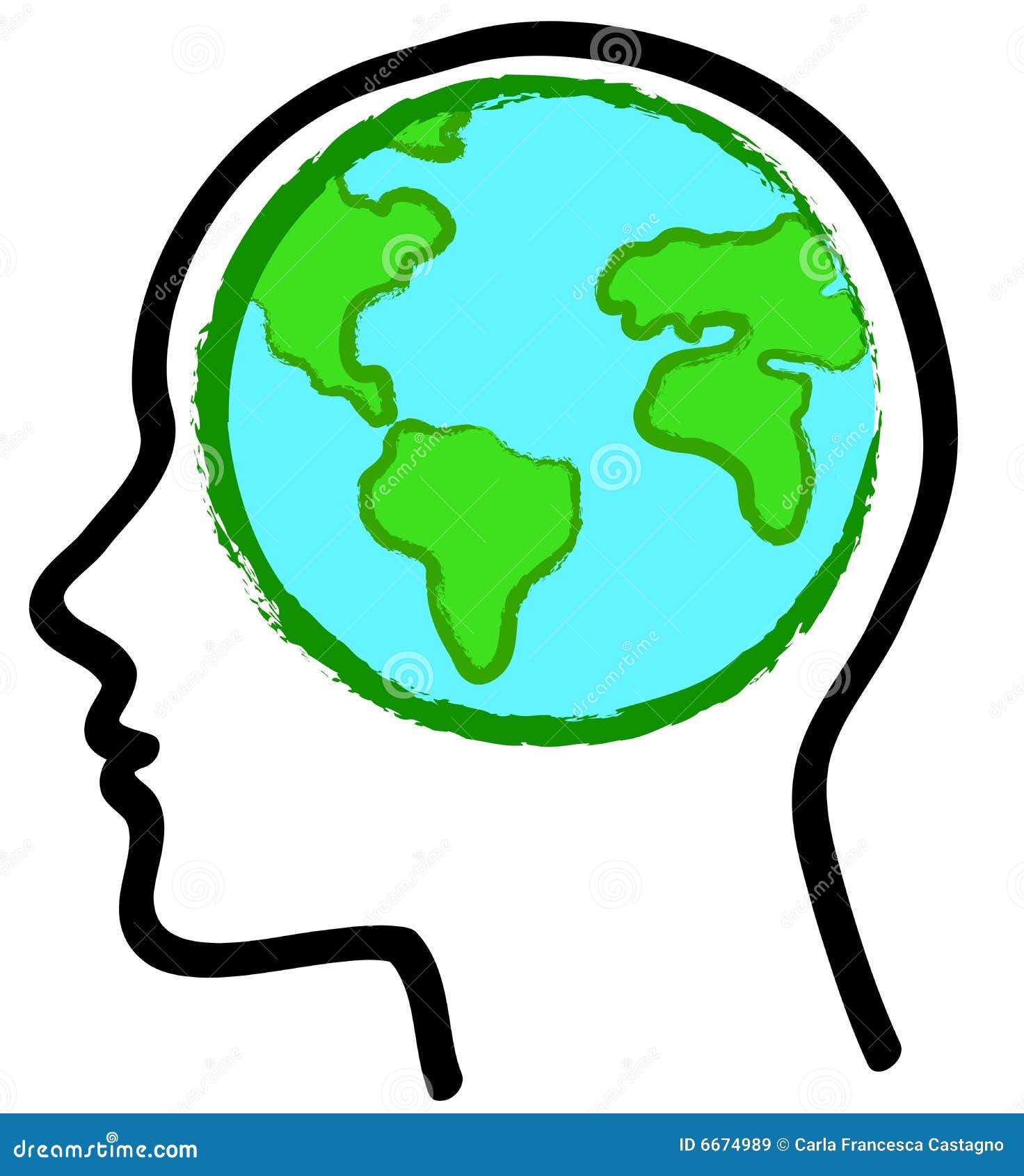 Head and earth globe stock vector. Illustration of stylized 6674989