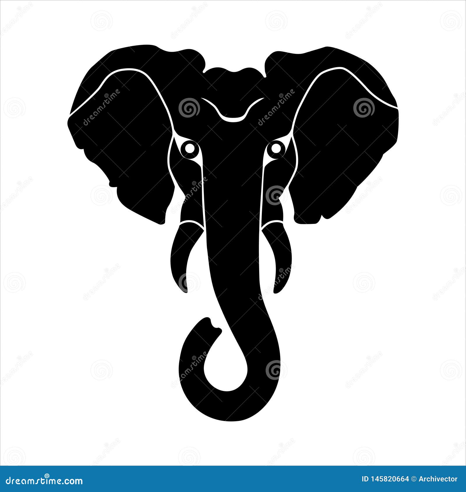 Elephant head black icon stock vector. Illustration of drawing - 145820664