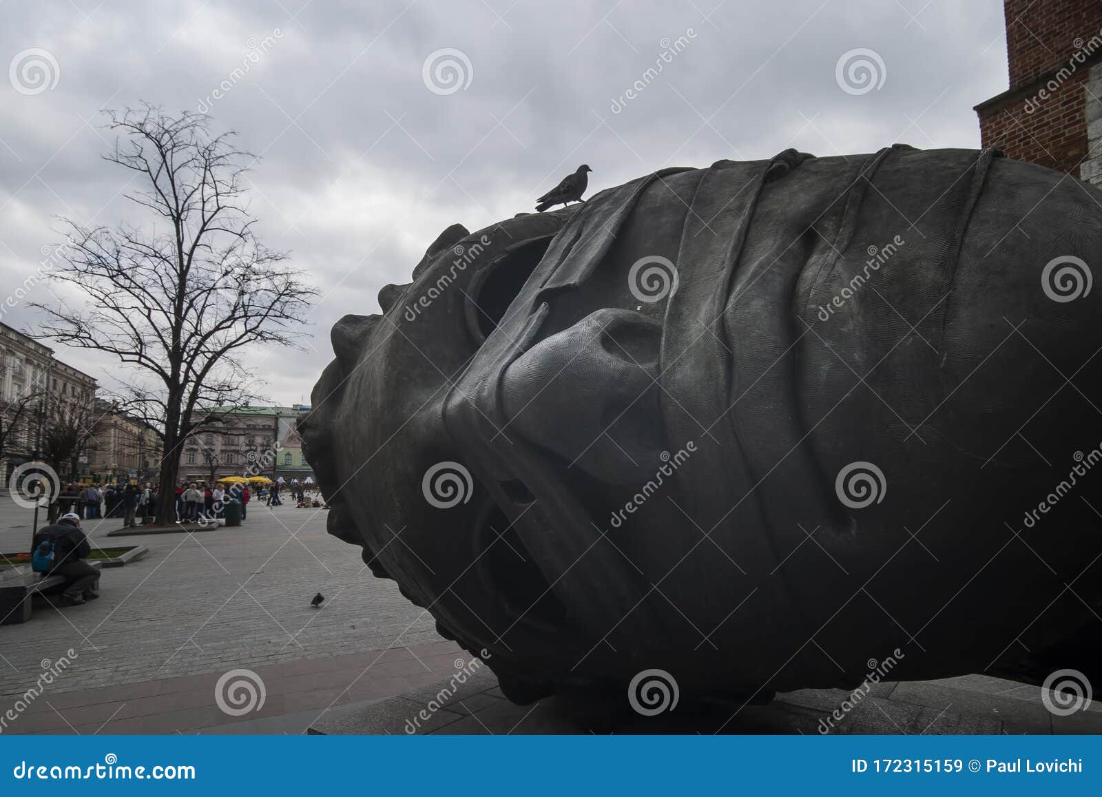 The Head Eros Bendato Sculpture in Krakow Stock Image Image of bound