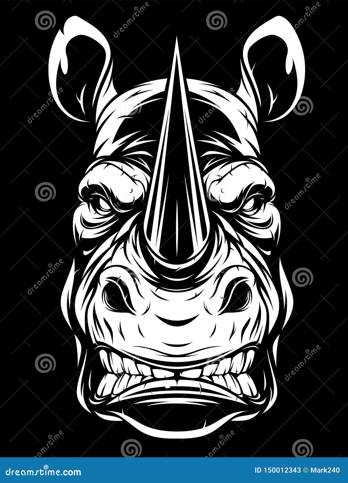 head of a ferocious rhino