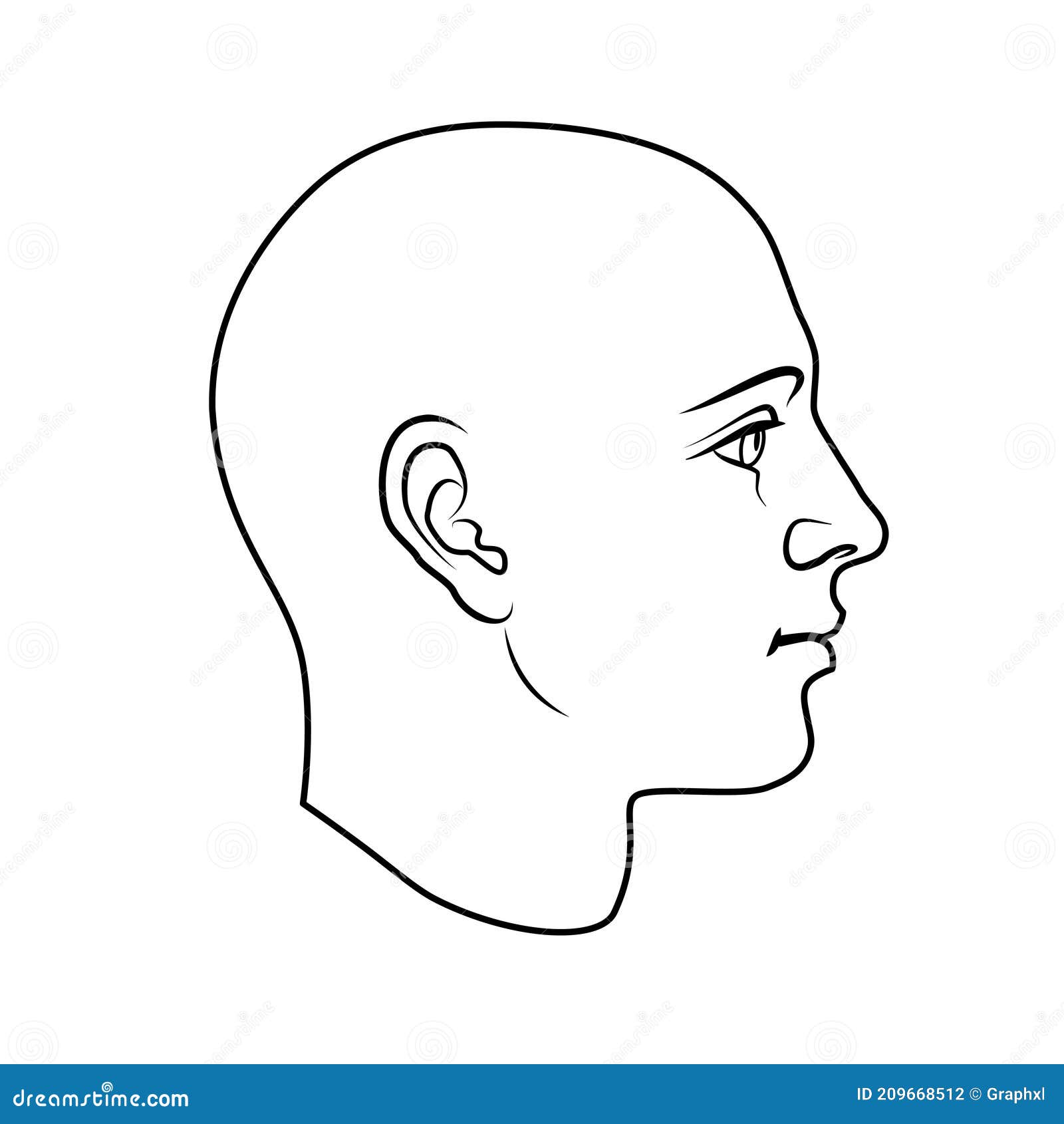 human head in side view, outline variant