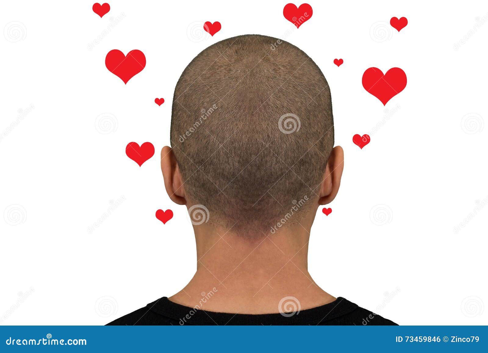 Head with hearts stock photo. Image of male, rear, person 73459846