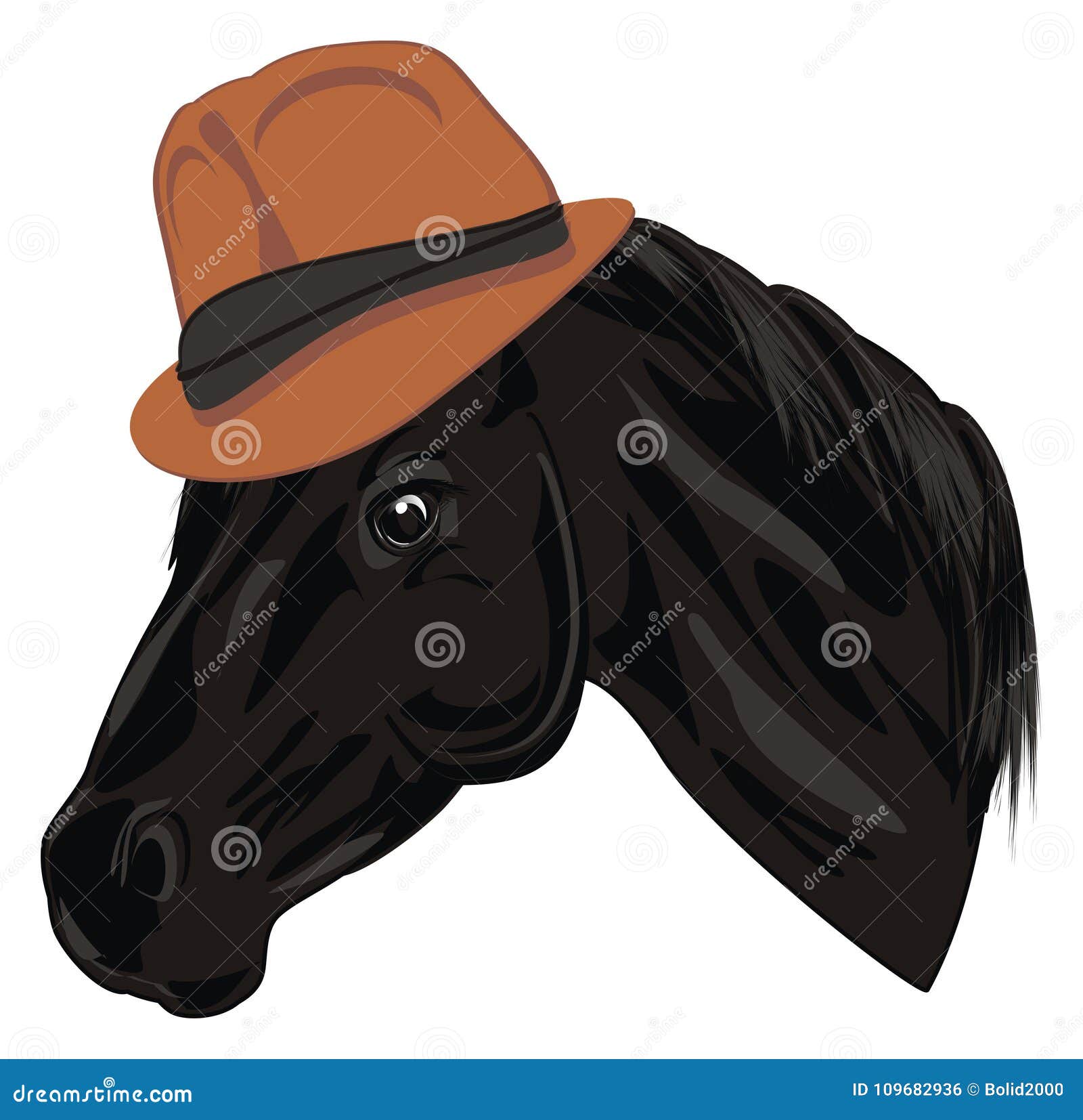 Head of horse in hat stock illustration. Illustration of symbol 109682936