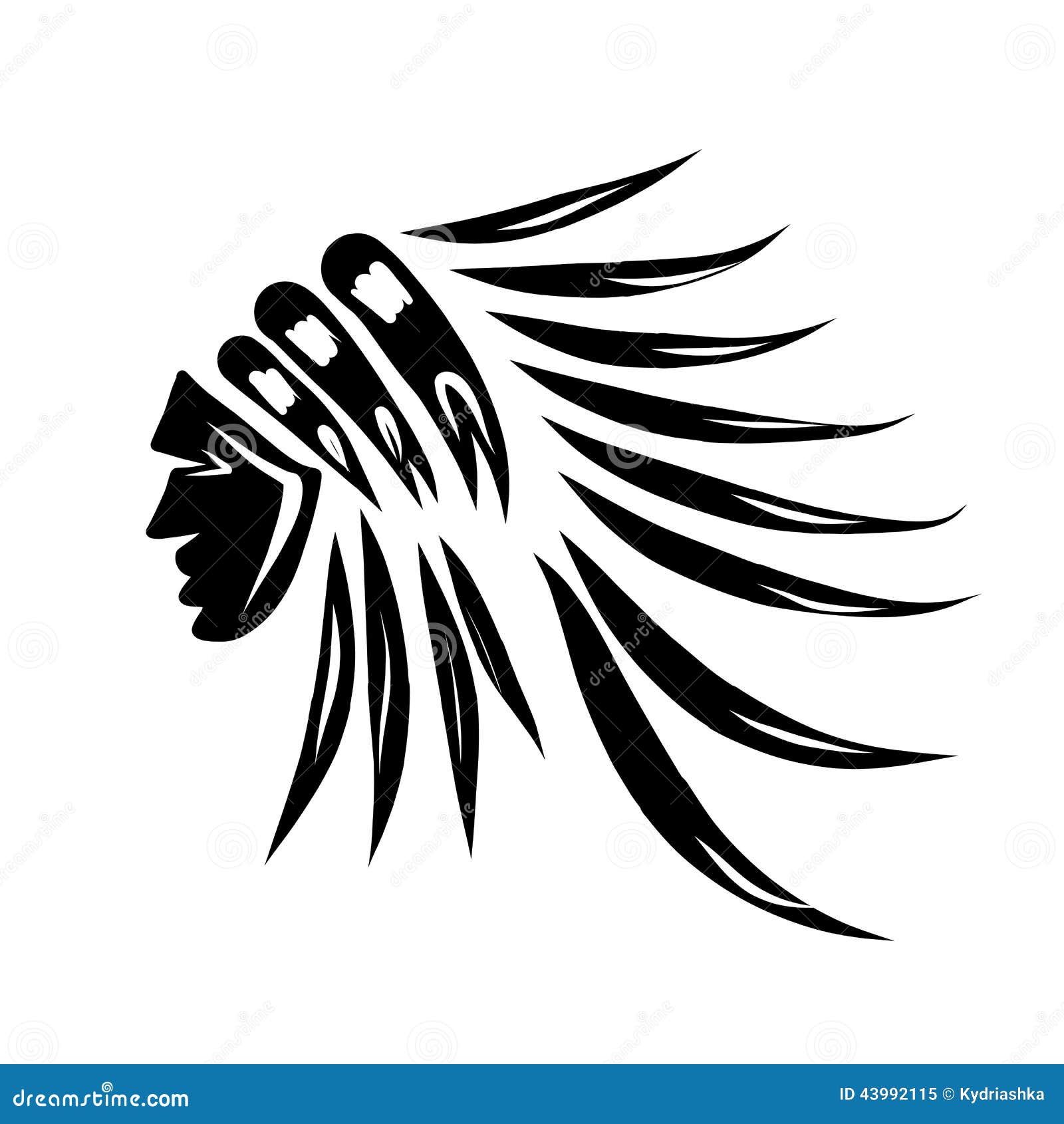 Head Of Indian Chief, Black Silhouette For Your Stock 
