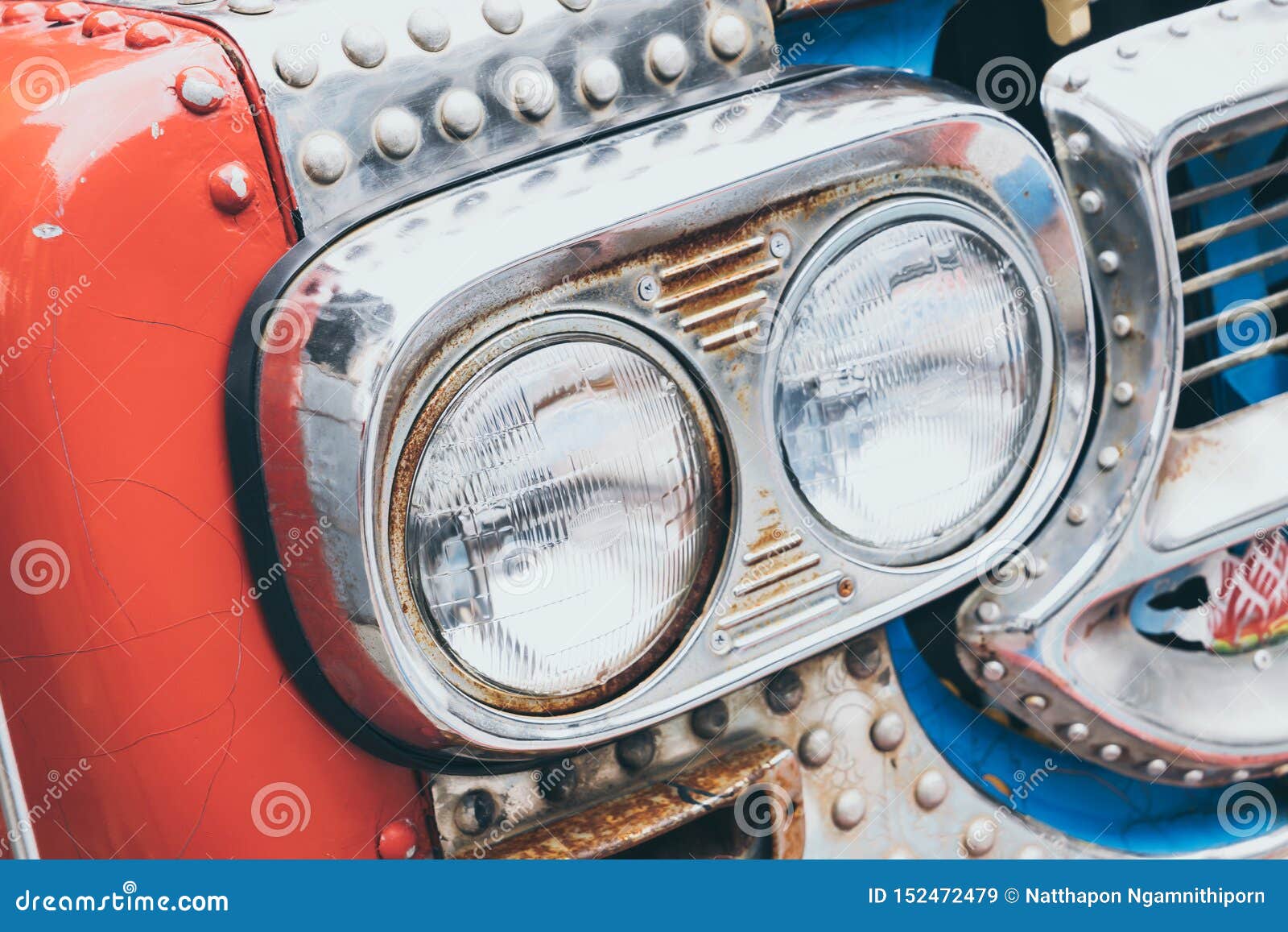 Head light of old car stock image. Image of pink, auto - 152472479