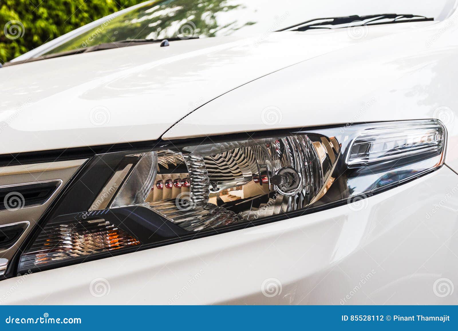 Head light of white car. stock photo. Image of design 85528112