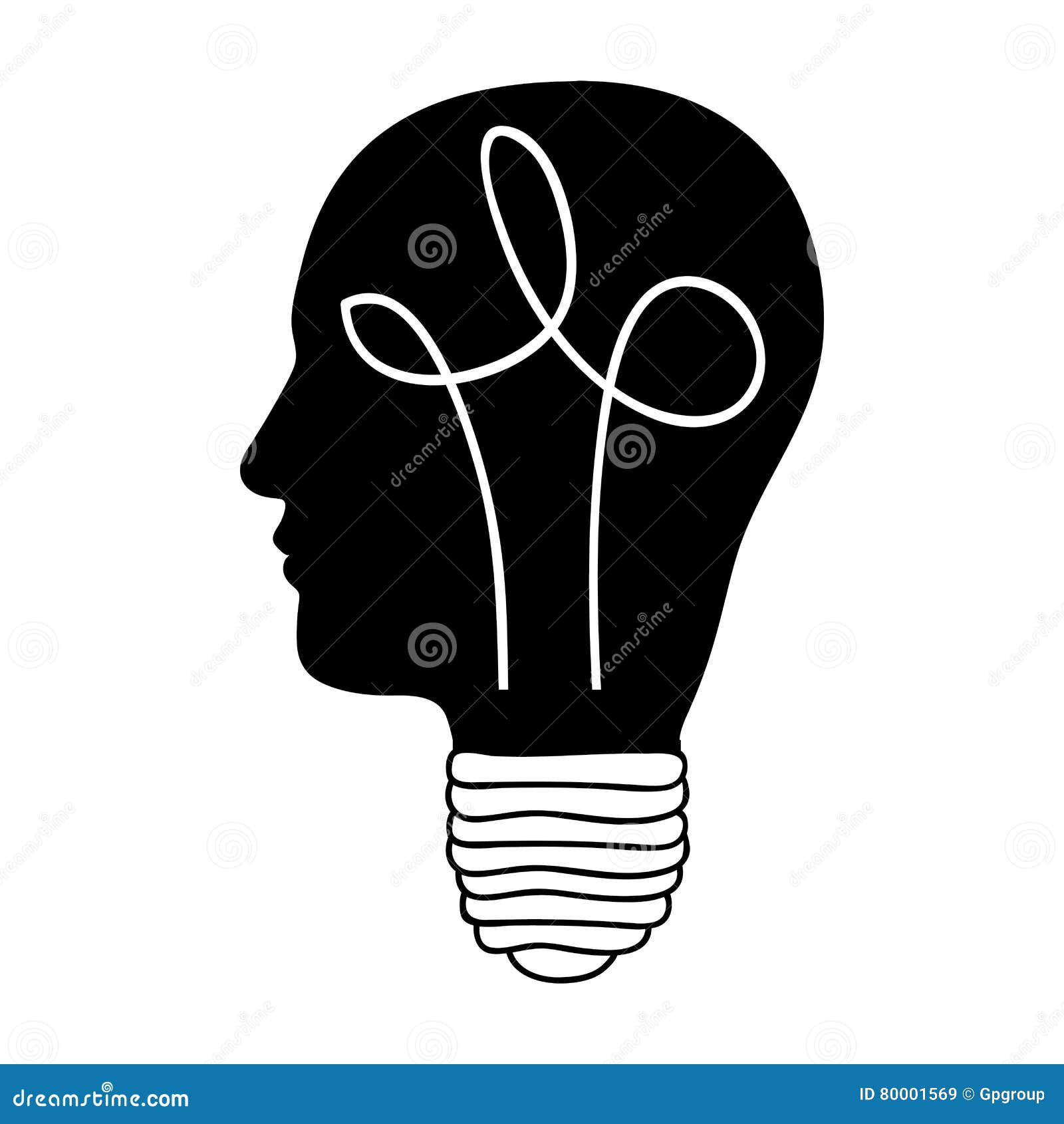 Head and Lightbulb Abstract Wisdom Icon Image Stock Vector