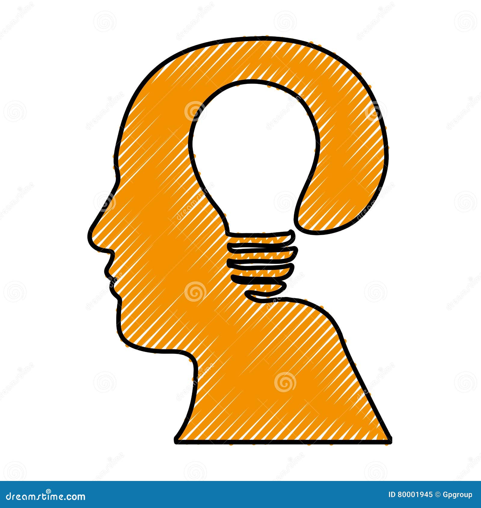 Head and Lightbulb Abstract Wisdom Icon Image Stock Vector