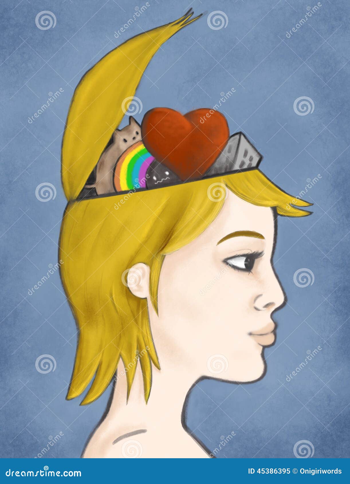 Head open stock illustration. Illustration of heart, human 45386395