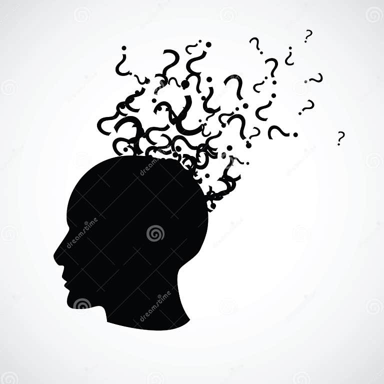 Head with a question marks stock vector. Illustration of think 34108465