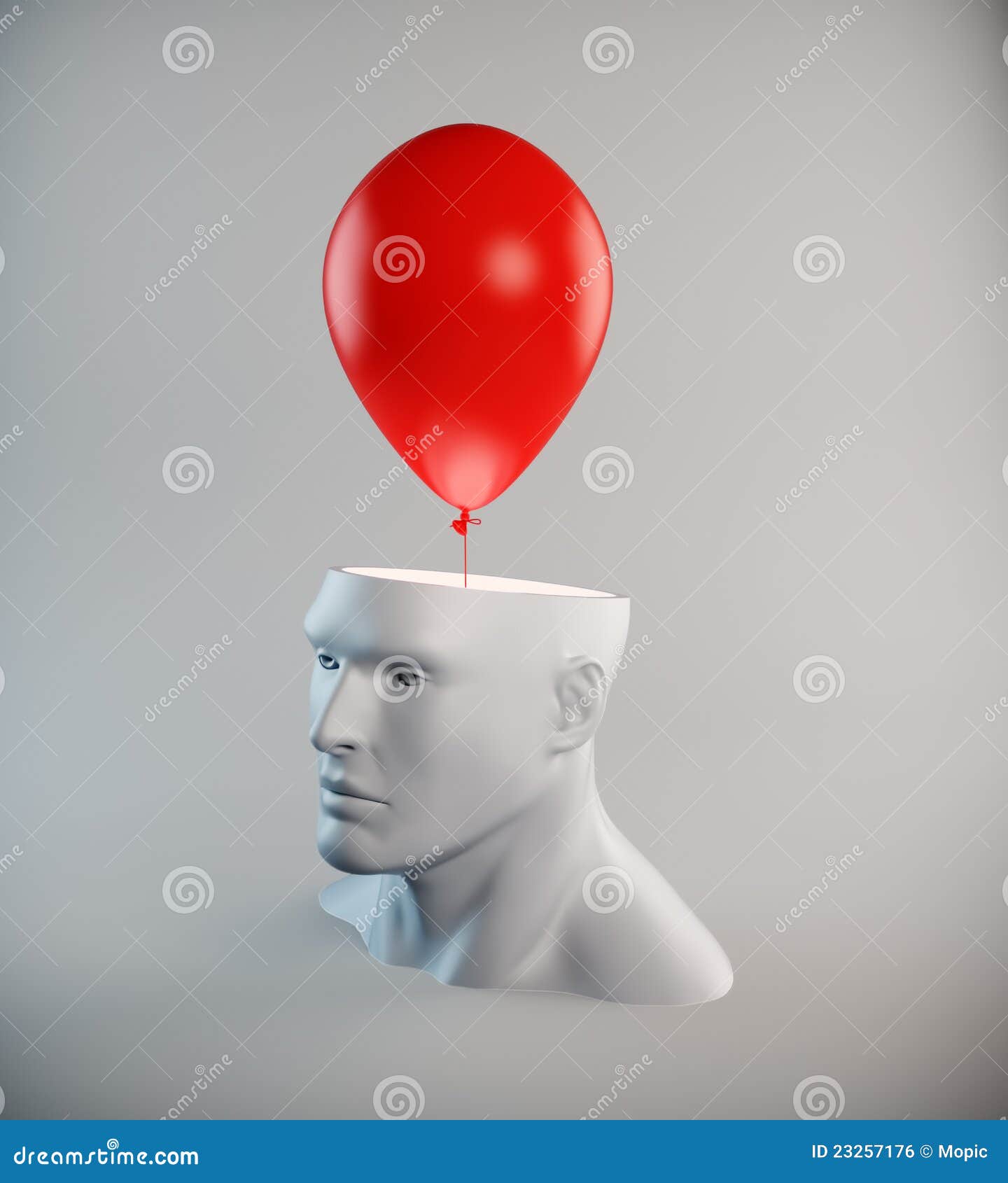 Head with a red balloon stock illustration. Illustration of