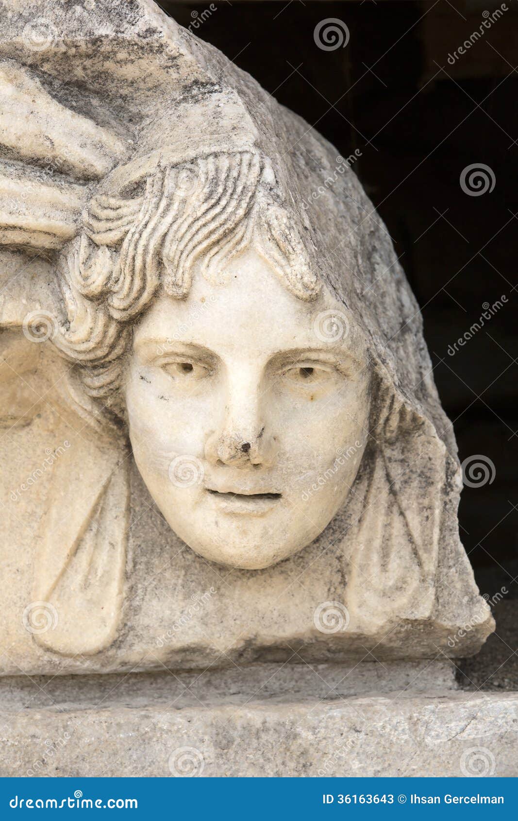 head relief on the portico of tiberius in aphrodisias, aydin, tu