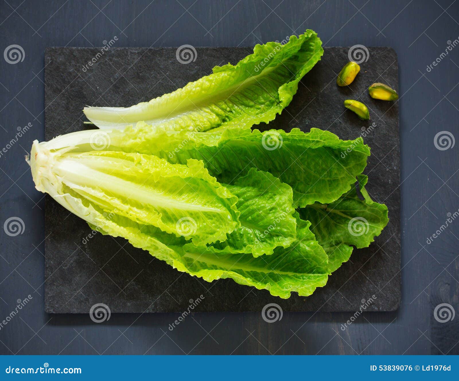 Head romaine lettuce stock photo. Image of wooden, food 53839076