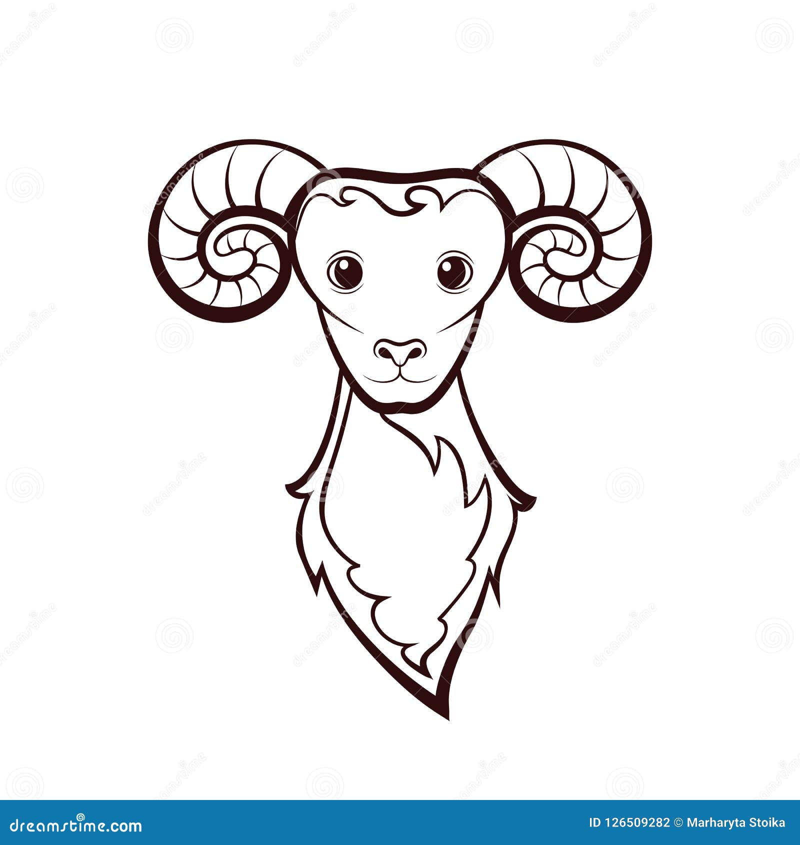 Head of a sheep. stock vector. Illustration of life - 126509282