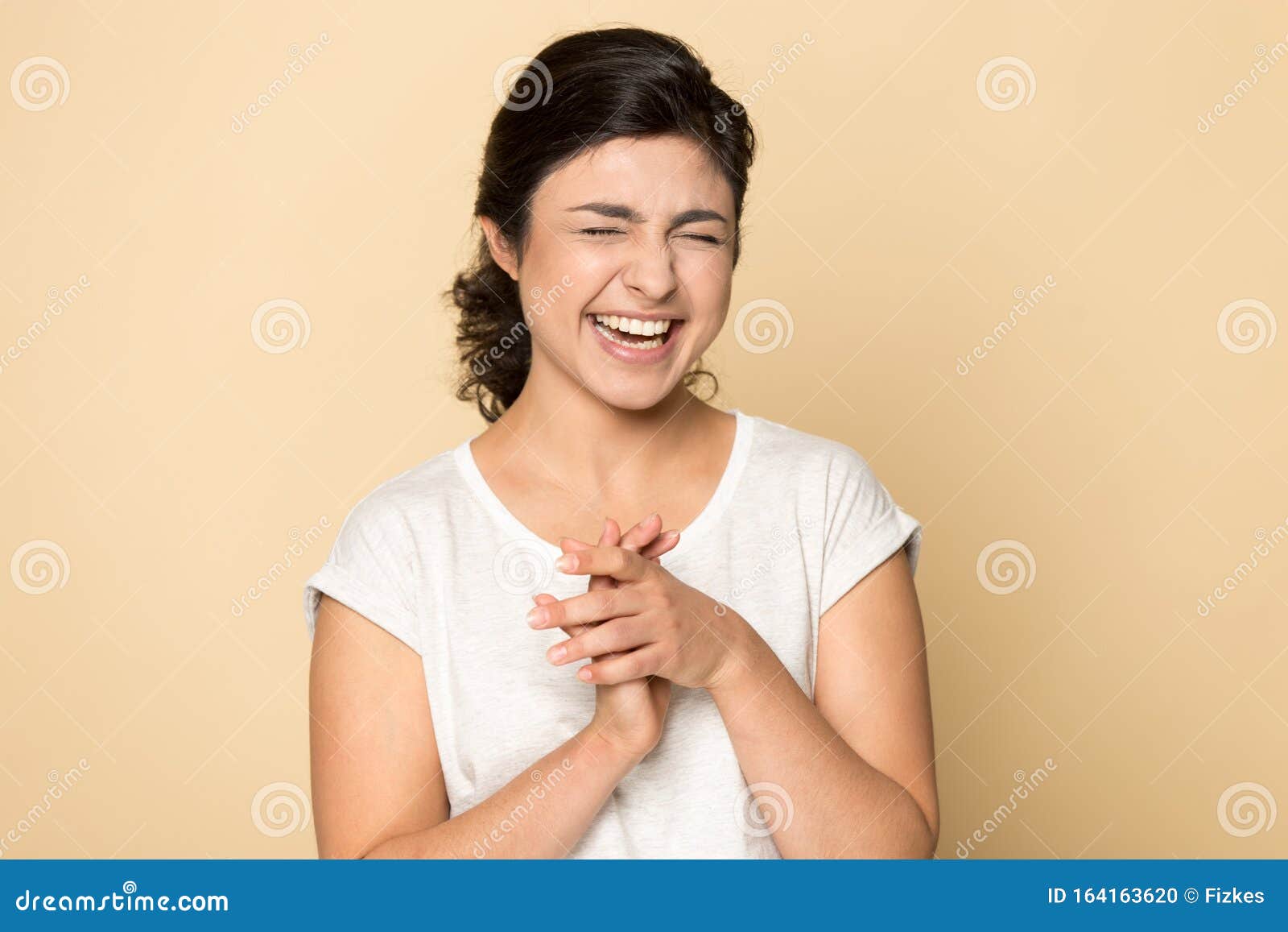 Head Shot Excited Indian Girl Laughing Out Loud, Having Fun Stock Photo -  Image of closeup, funny: 164163620