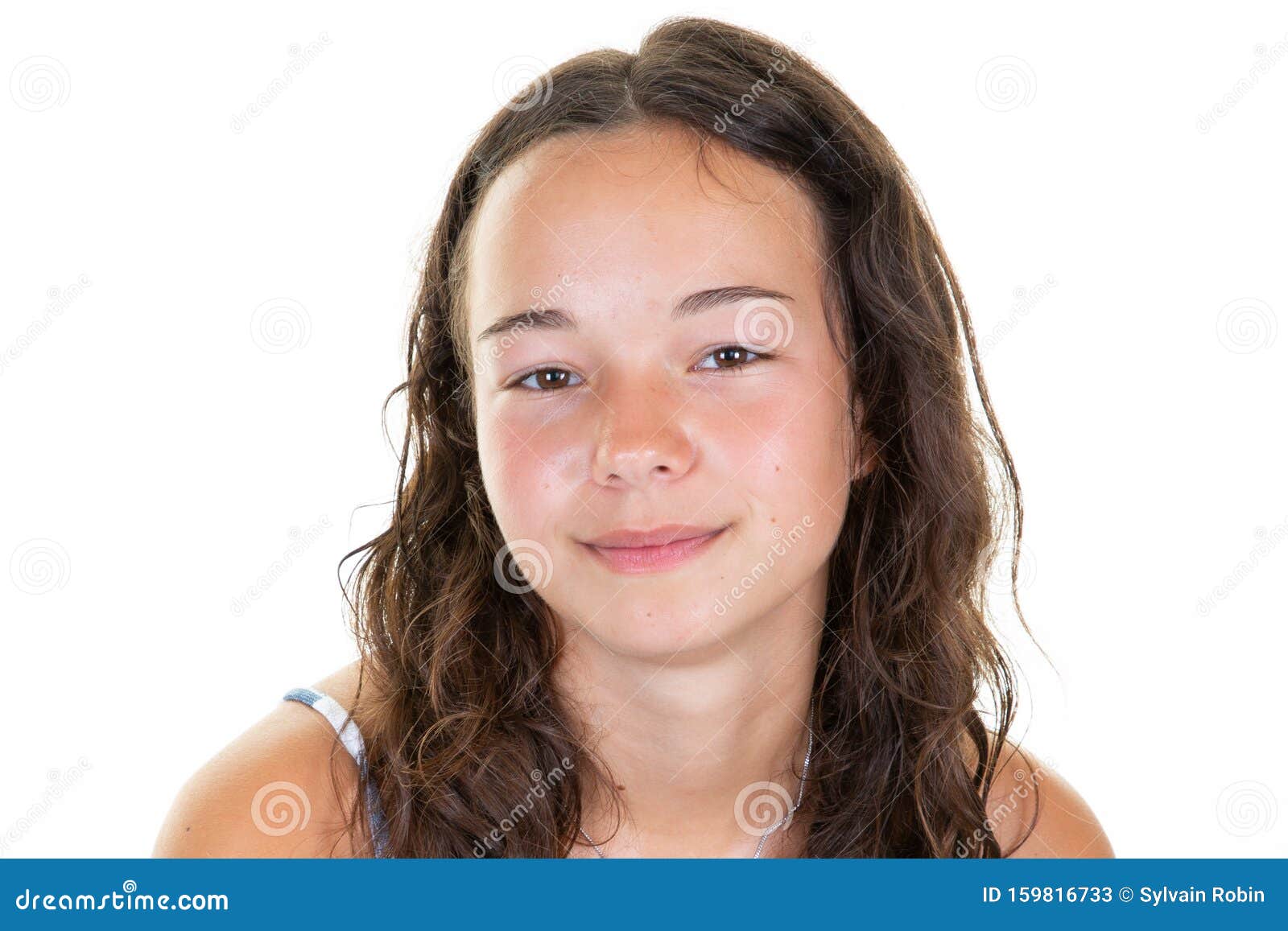 Head Shot of Young Girl with Beautiful Face Millennial Woman Looking on ...