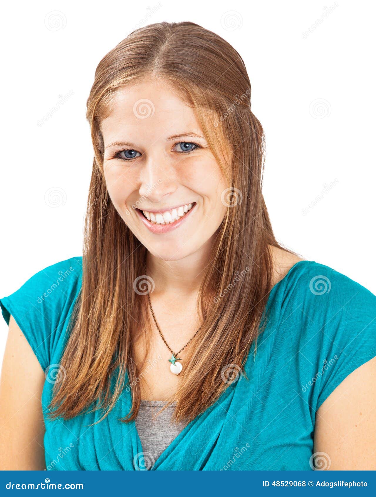 Head Shot Of Young Woman Light Brown Hair Stock Photo Image Of