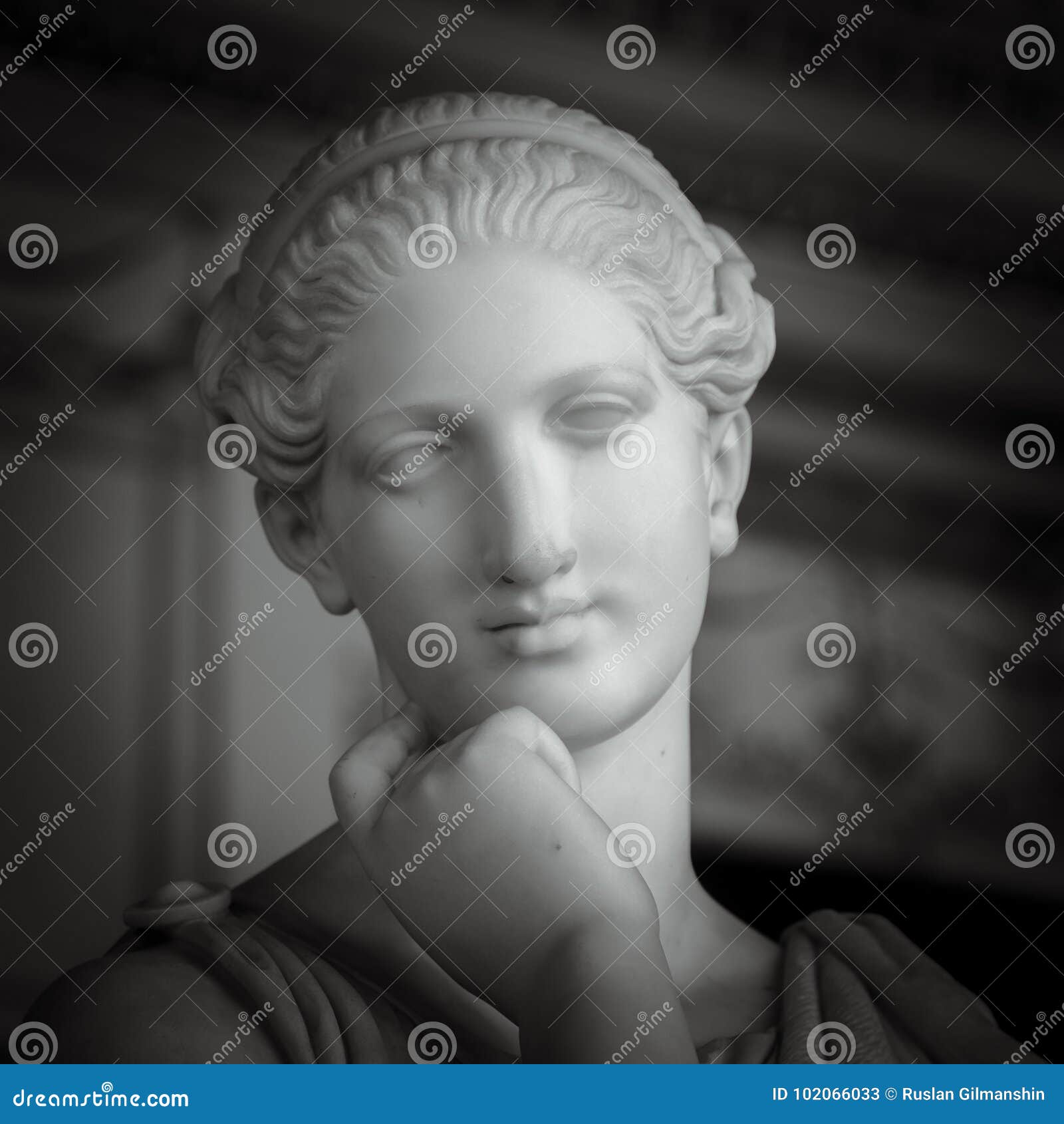 Head and Shoulders Detail of the Ancient Sculpture Stock Image Image