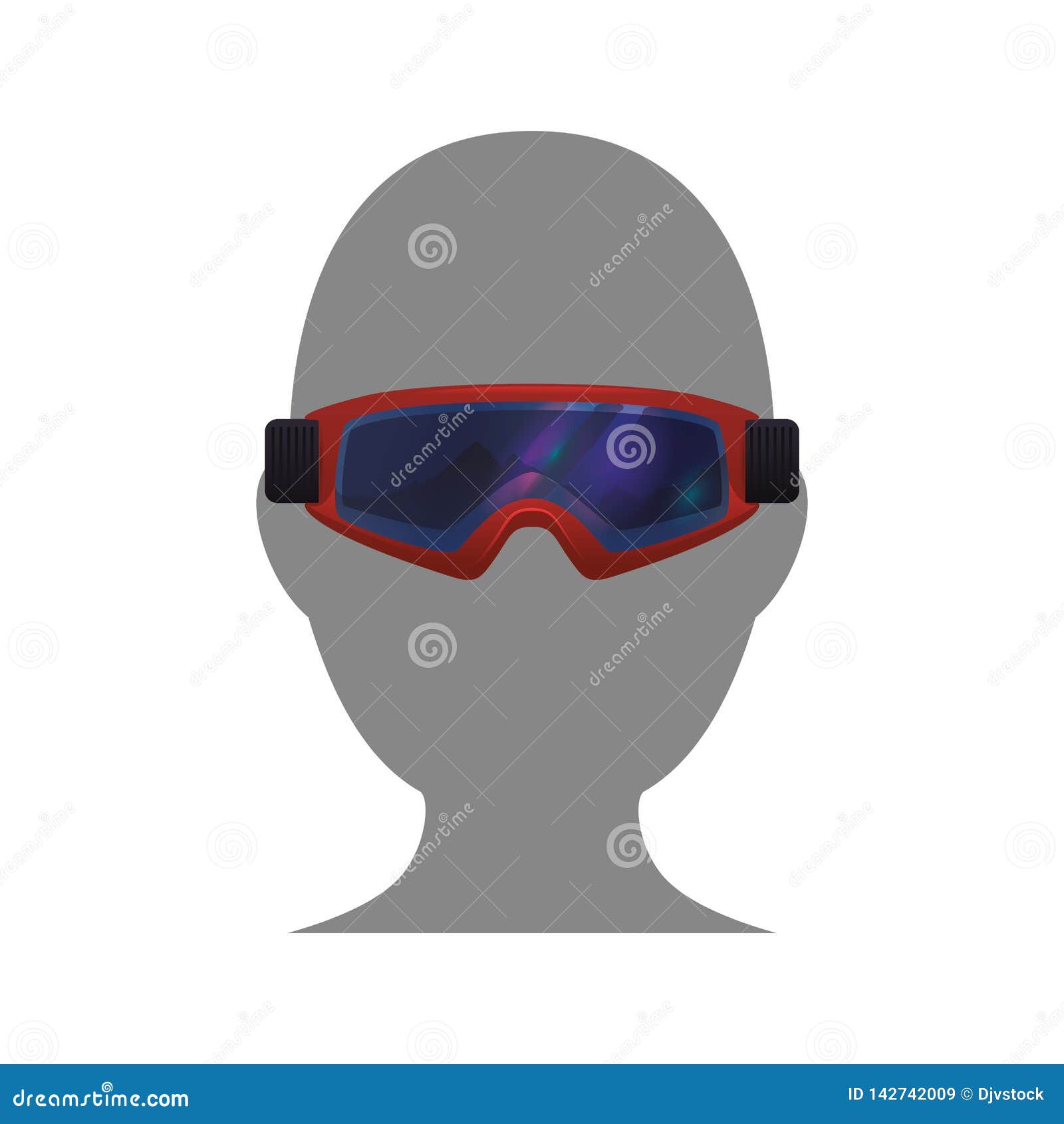 Head with Snowboard Goggles Stock Vector Illustration of extreme
