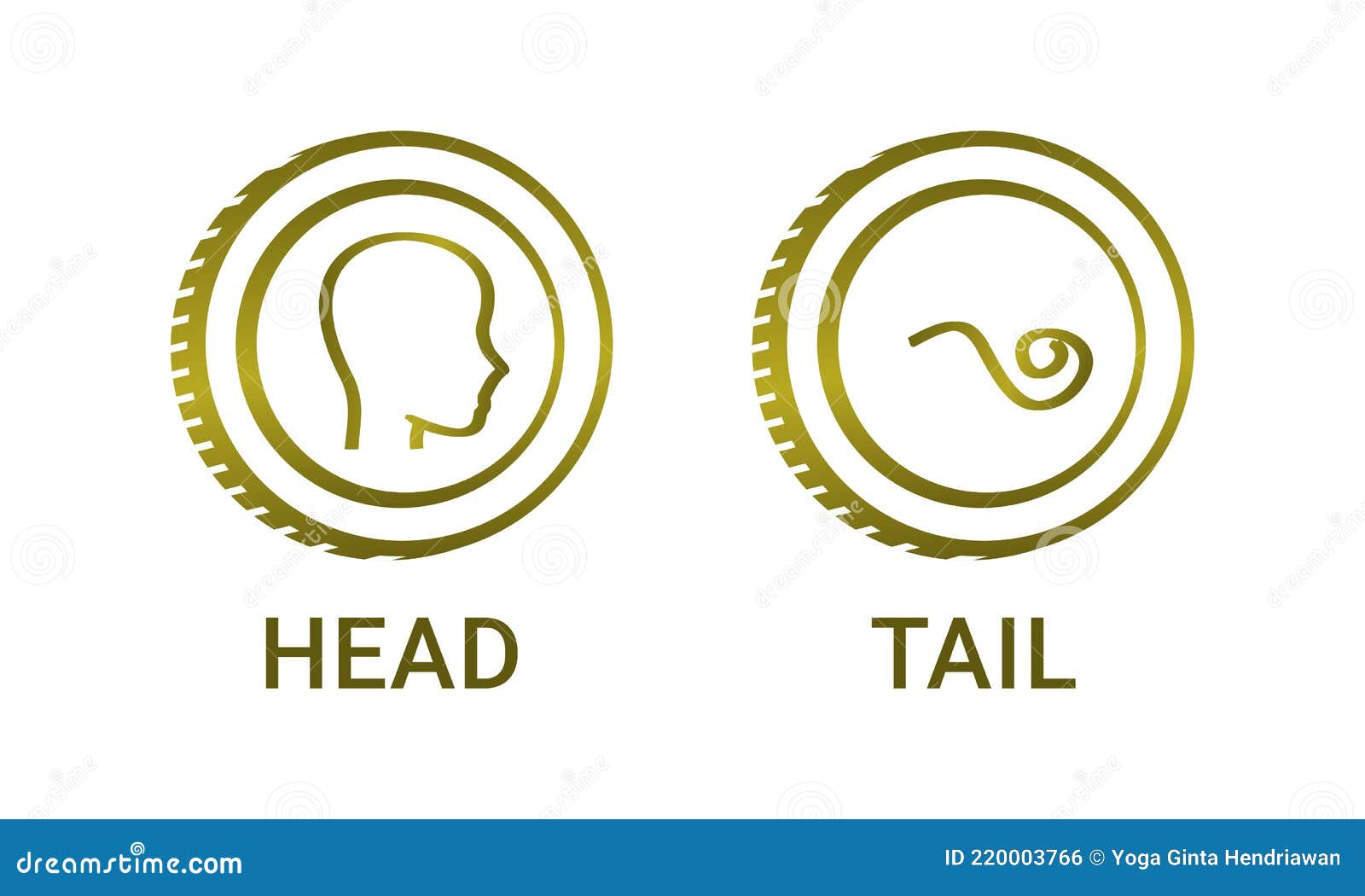 Head and Tail Coin. Toss a Coin To Make a Change and Decide Stock