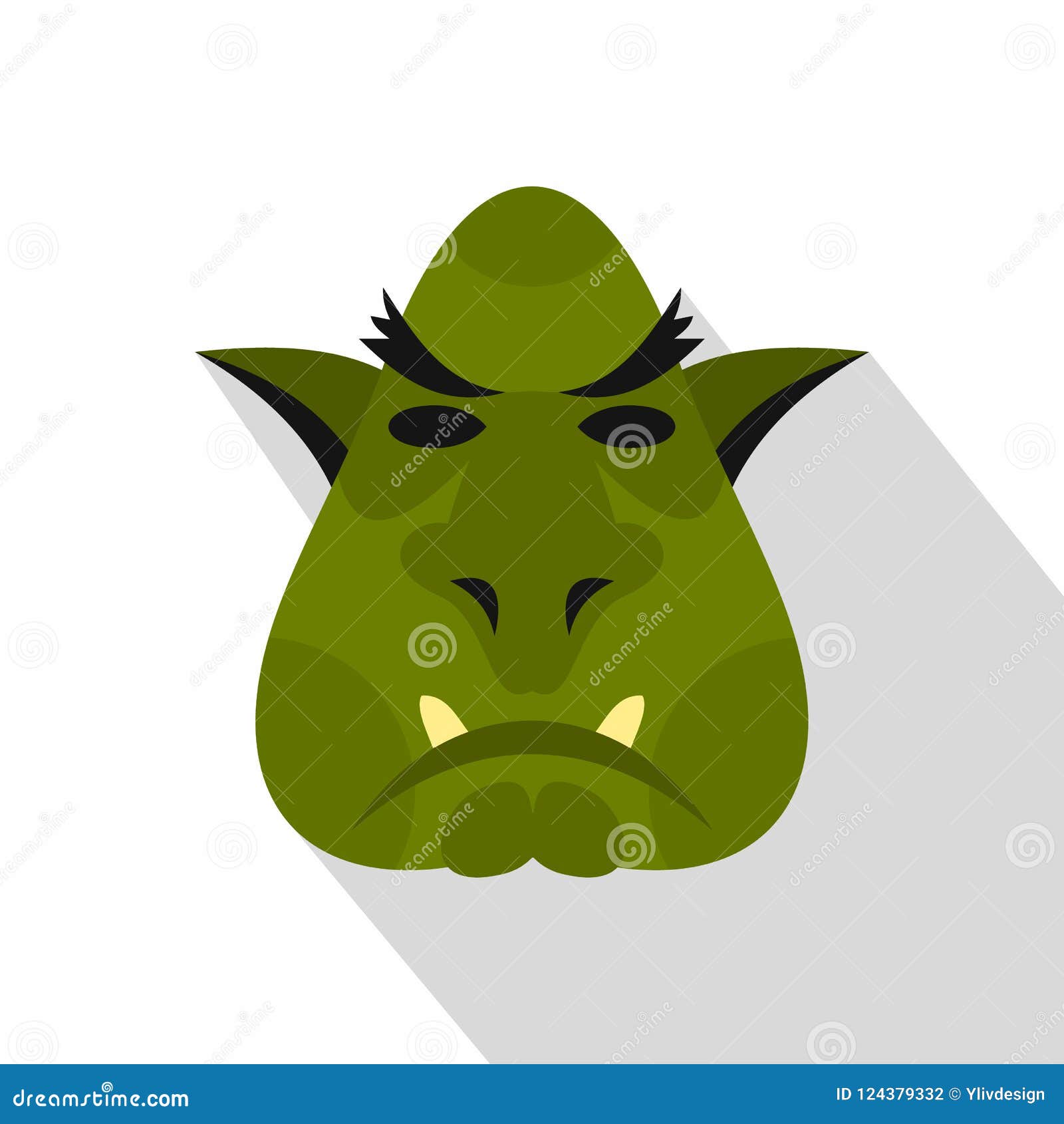 Head of Troll Icon, Flat Style Stock Illustration - Illustration of ...