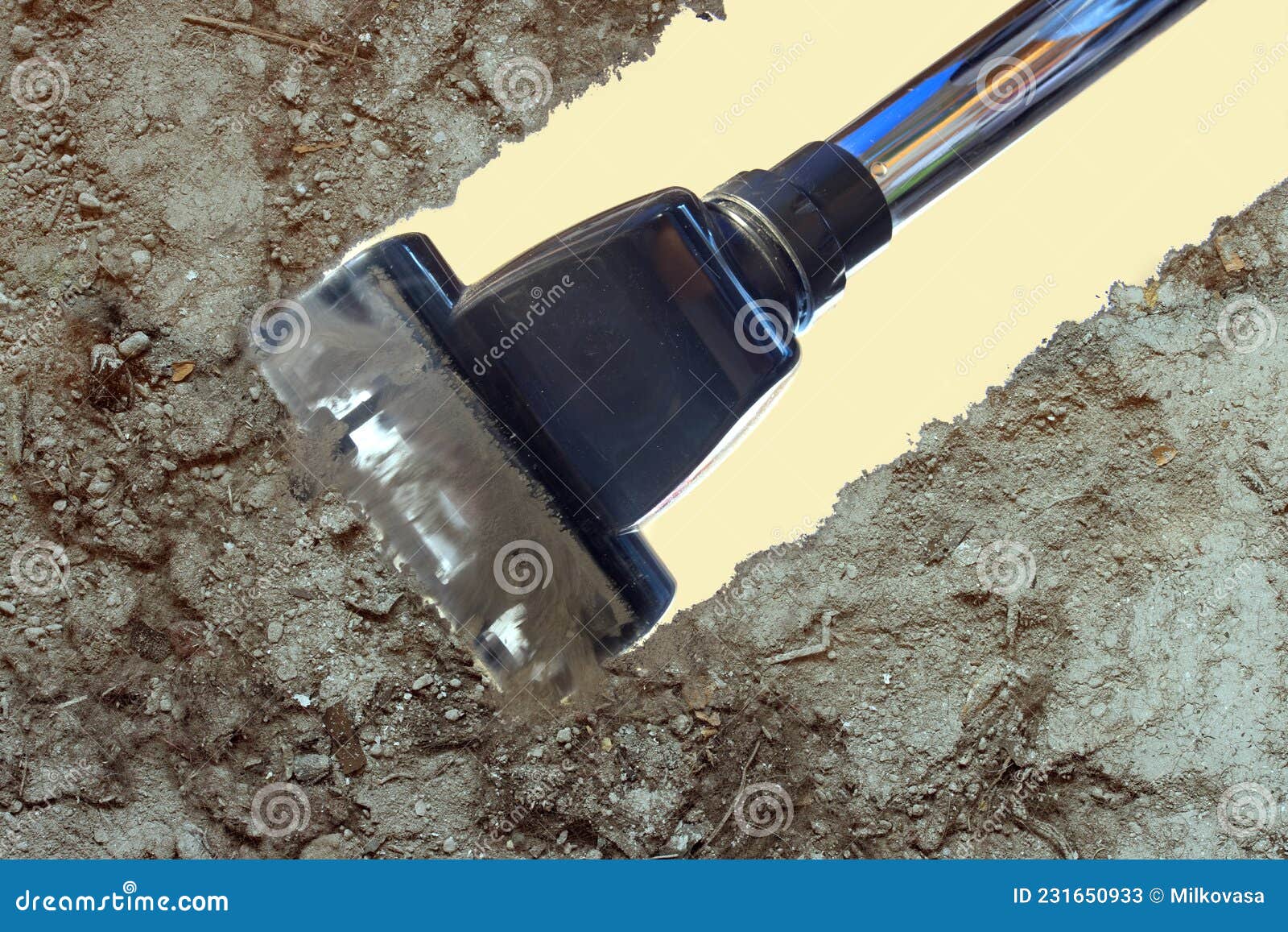 Head of the Vacuum Cleaner with a Rotating Brush Cleans a Transparent