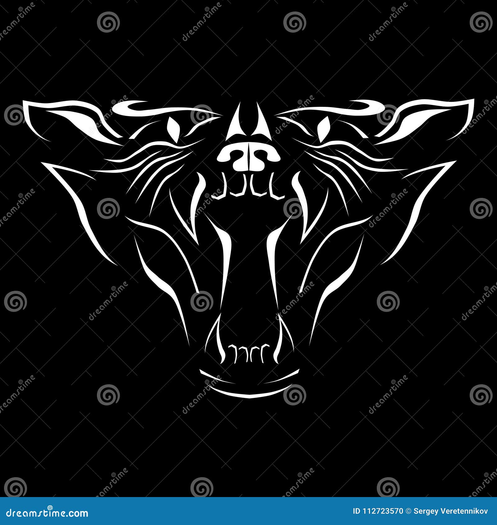 The head of a wild cat stock vector. Illustration of template - 112723570