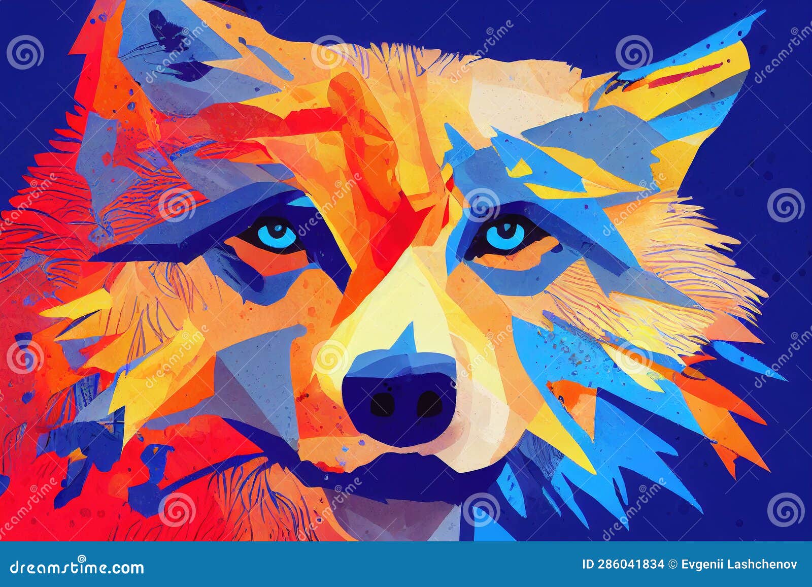 The Head of the Wolf is Drawn in an Interesting Artistic Style with ...