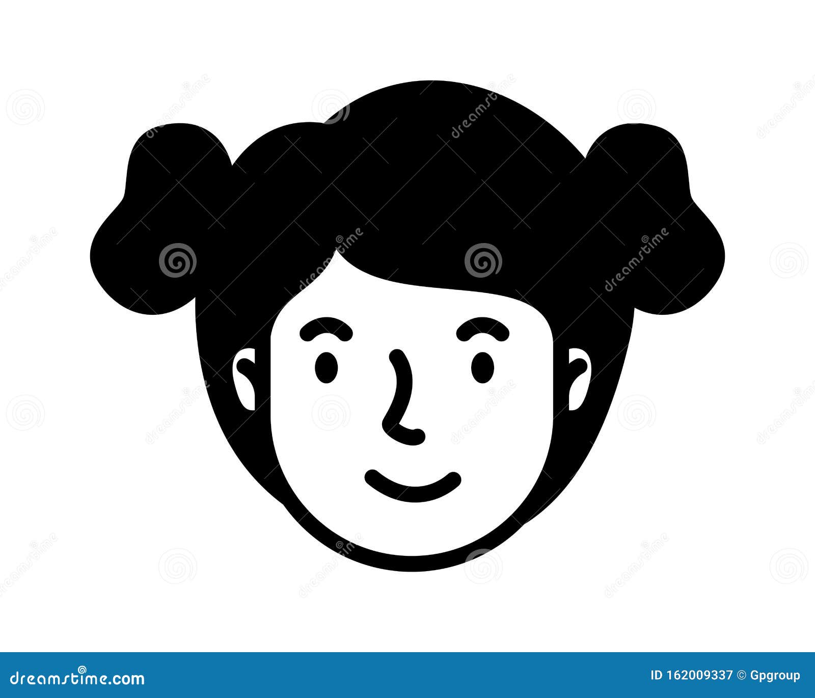 Head Woman Face with Two Hair Tails Character Stock Vector ...