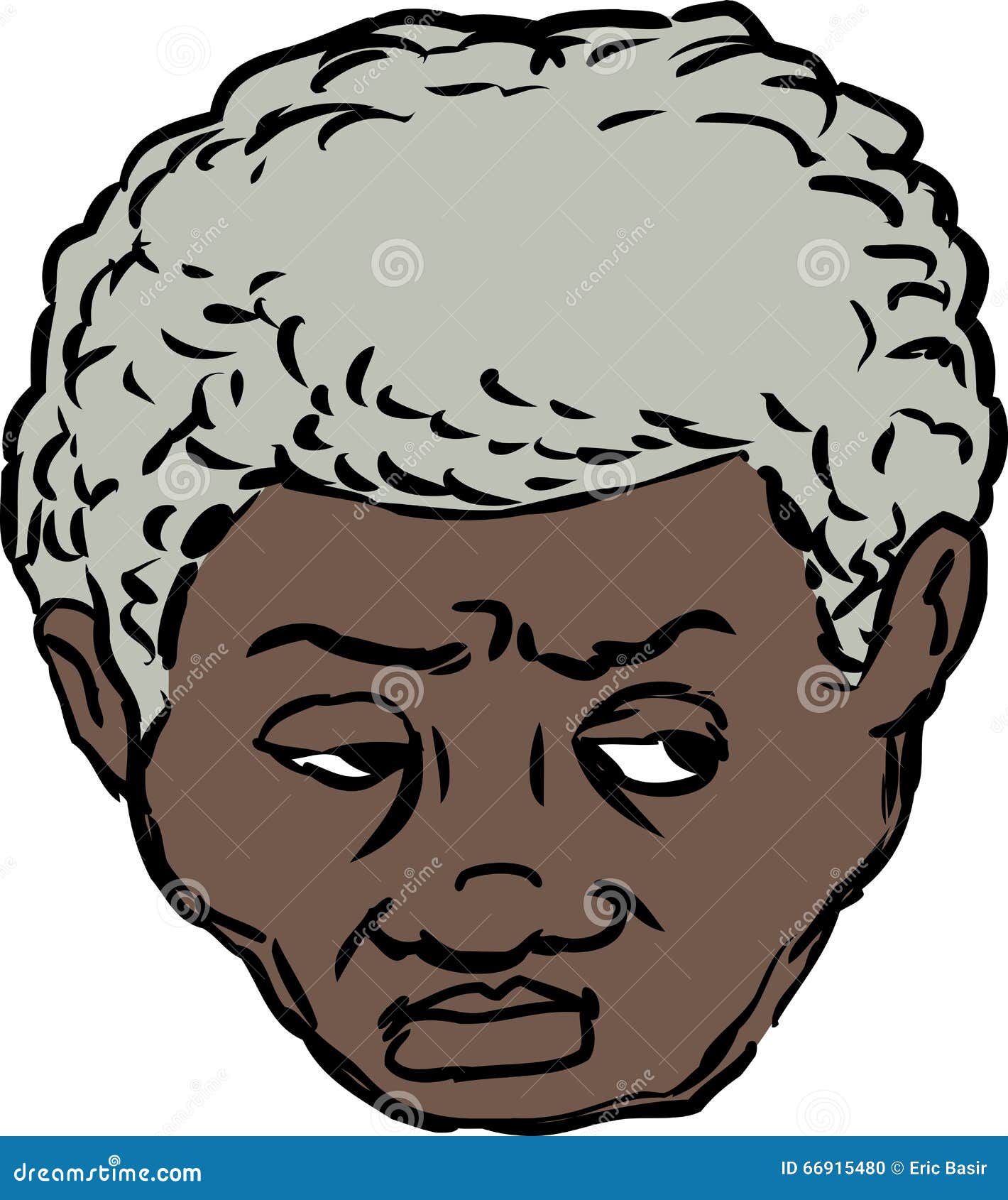 Head of worried Black man stock illustration. Illustration of hand