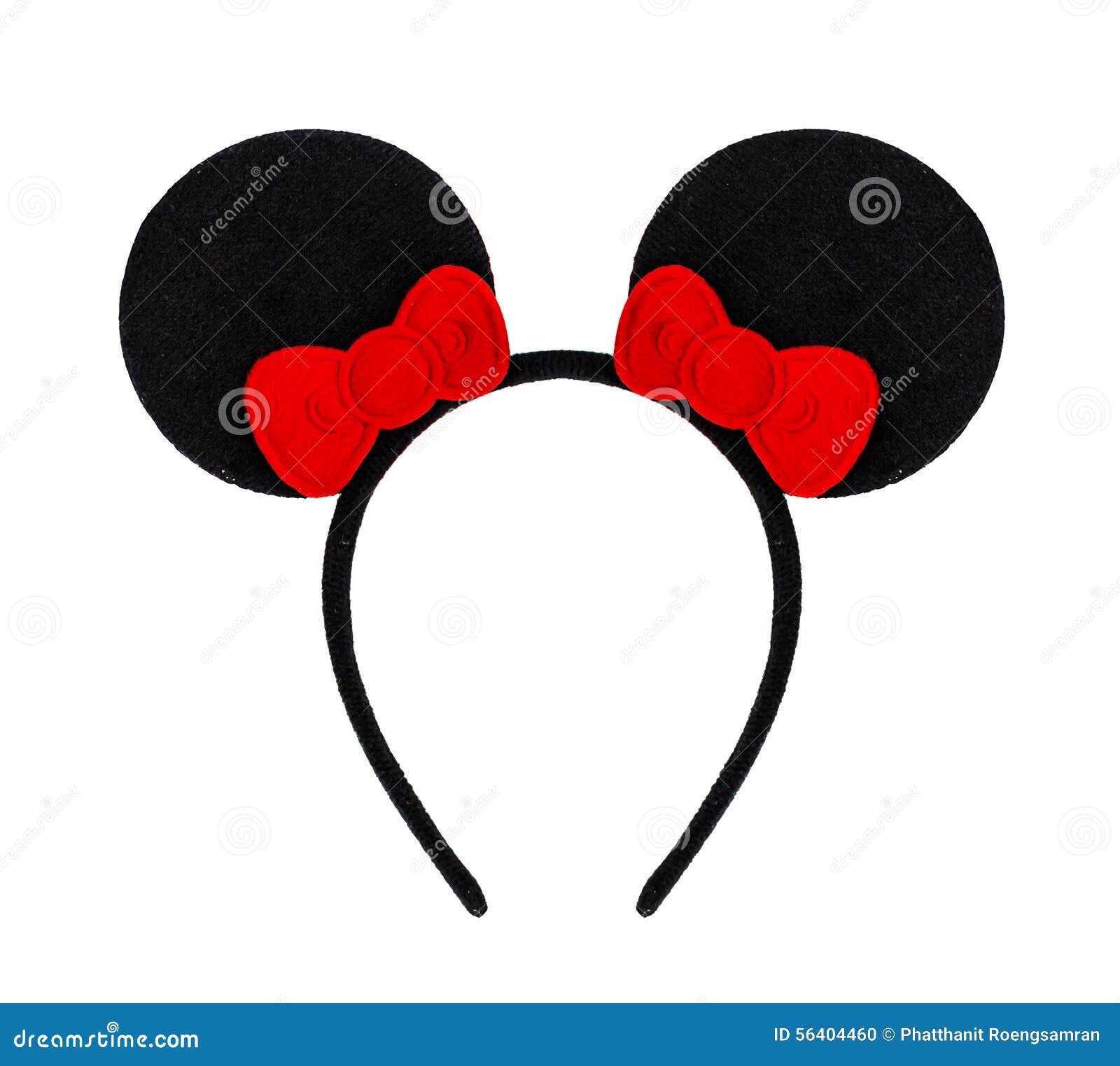Headband on White Background , Headband Red Bow and Black Ear Stock ...
