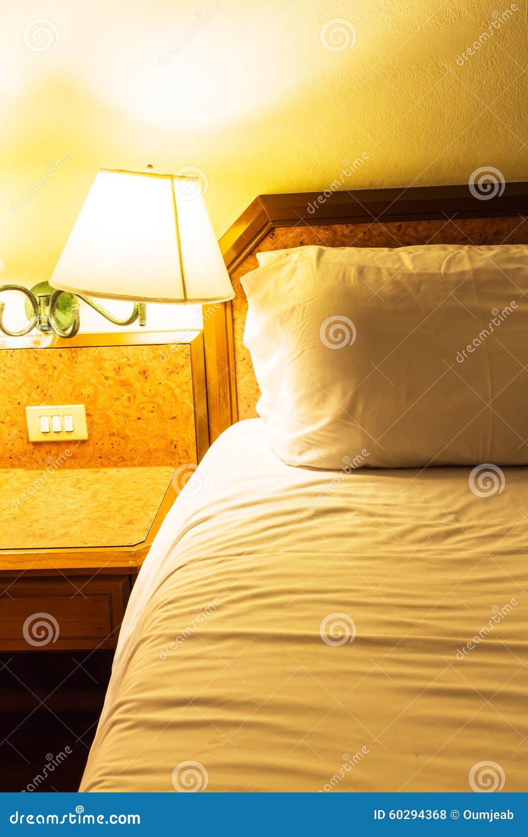 Headboard and wall lamp stock photo. Image of comfortable 60294368