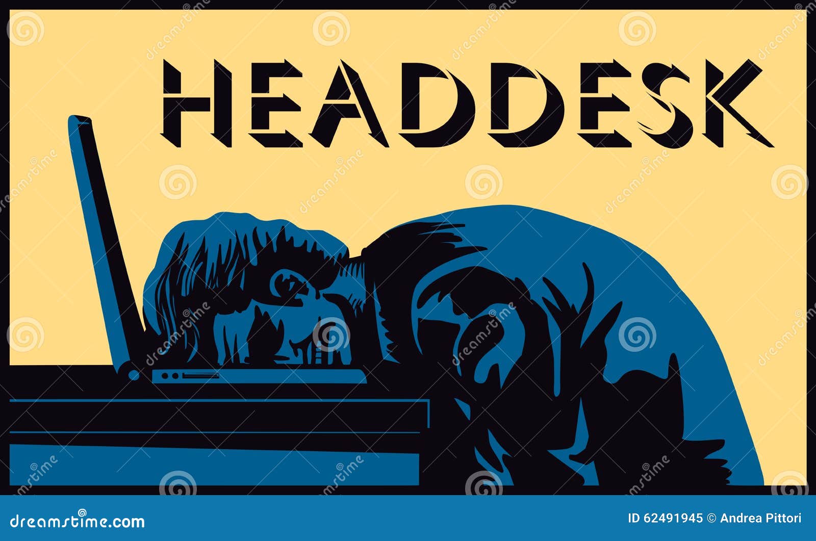 Headdesk Stressed Businessman Banging Head Against Desk Stock