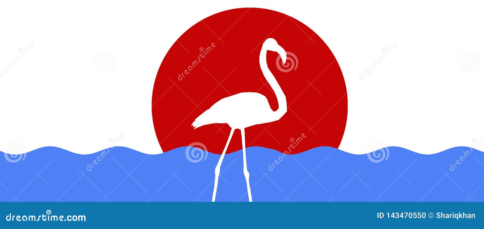 header background bird greater flamingo   with sun