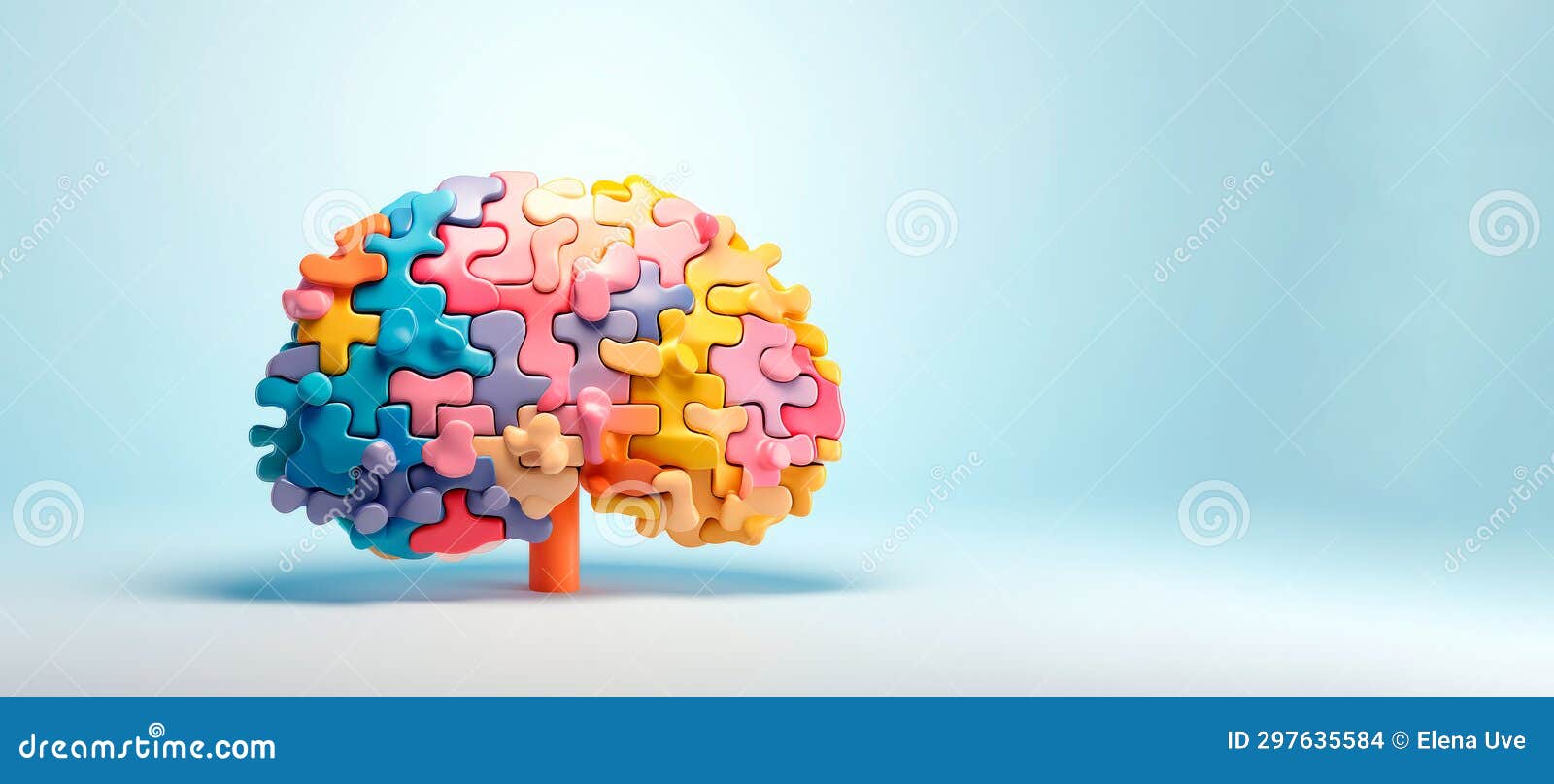 Header with Connecting Jigsaw Puzzle Pieces with Copy Space. Stock
