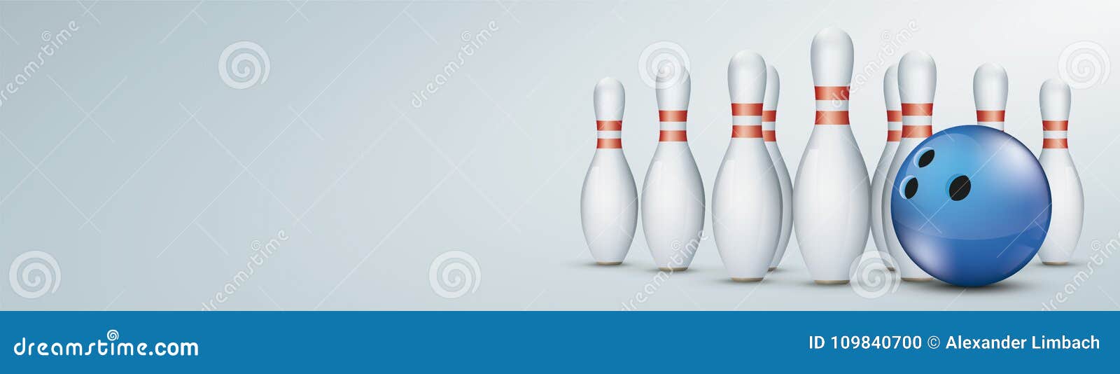Header Side Blue Bowling Ball Pins Stock Vector Illustration of