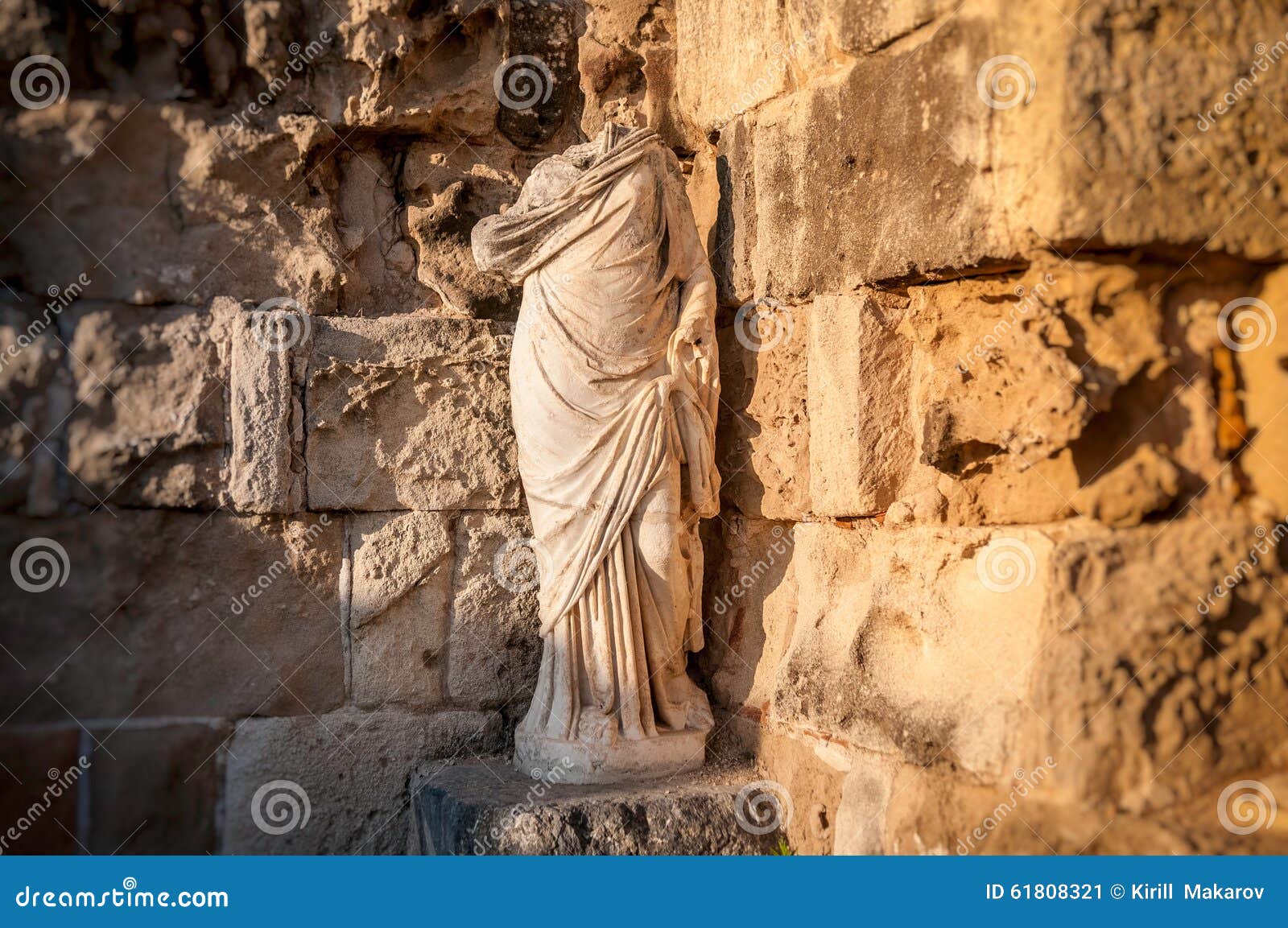 Headless Ancient Roman Statue at the Ruins of Salamis. Famagusta