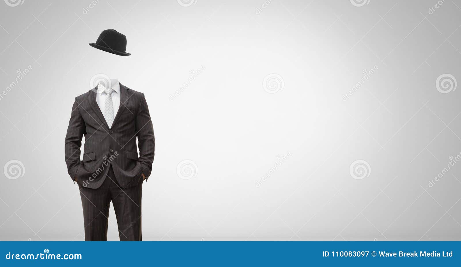 Headless Man with Surreal Floating Hat Stock Illustration - Illustration of  black, isolated: 110083097