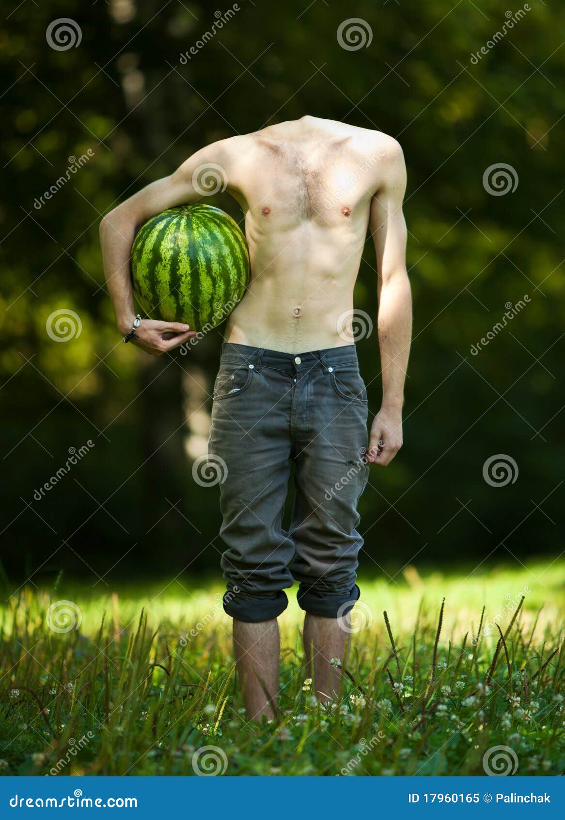 Headless watermelon man stock image. Image of adolescence 17960165