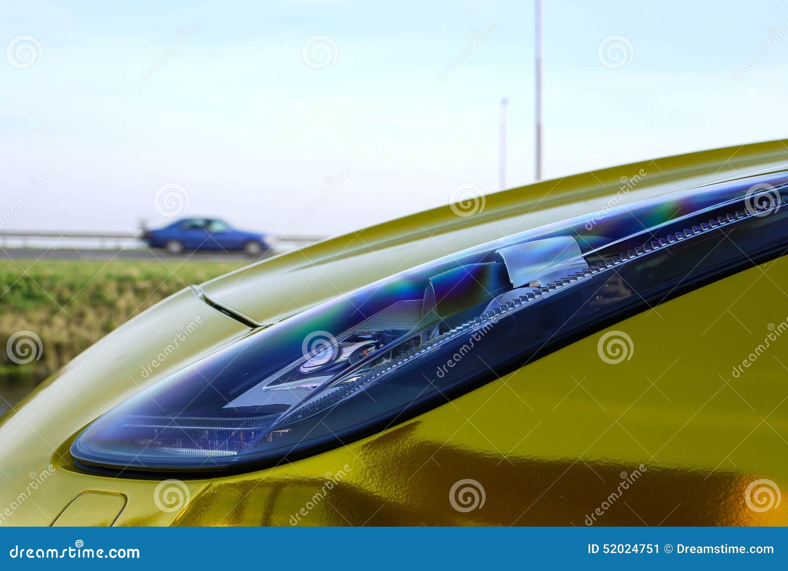 Headlight Gold Car stock image. Image of nice, netherlands 52024751