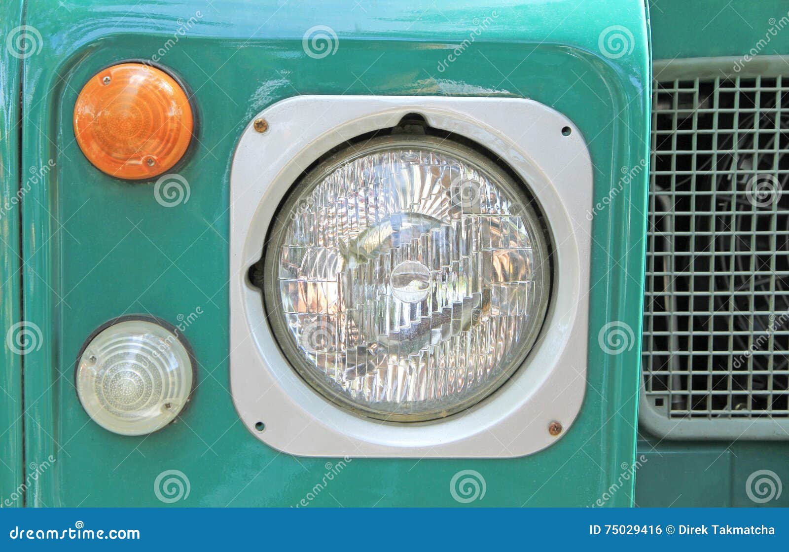 Headlight of vintage car stock photo. Image of fender 75029416