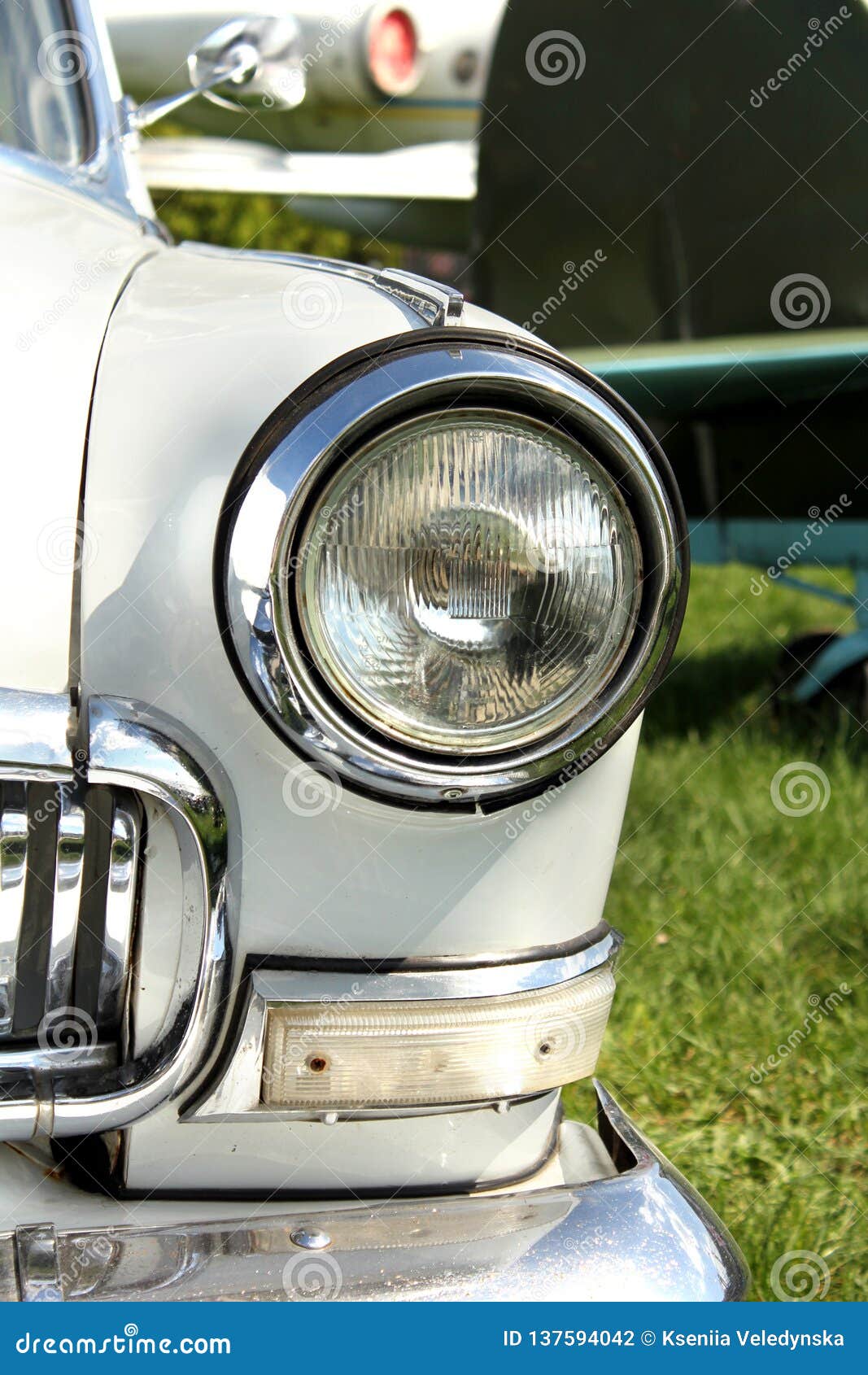 Headlight of a vintage car stock photo. Image of classic 137594042