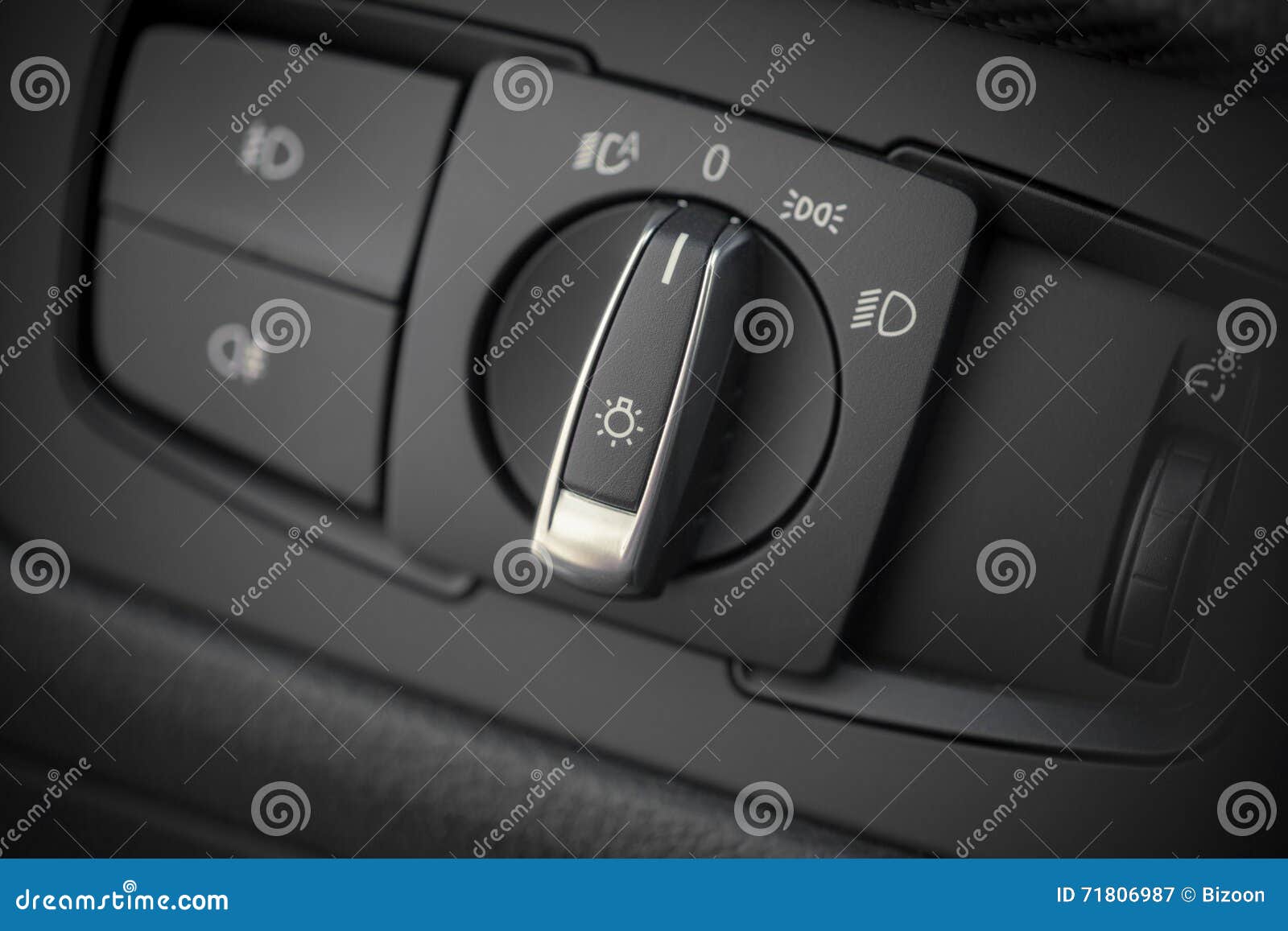 Headlights button in a car stock image. Image of blinker 71806987
